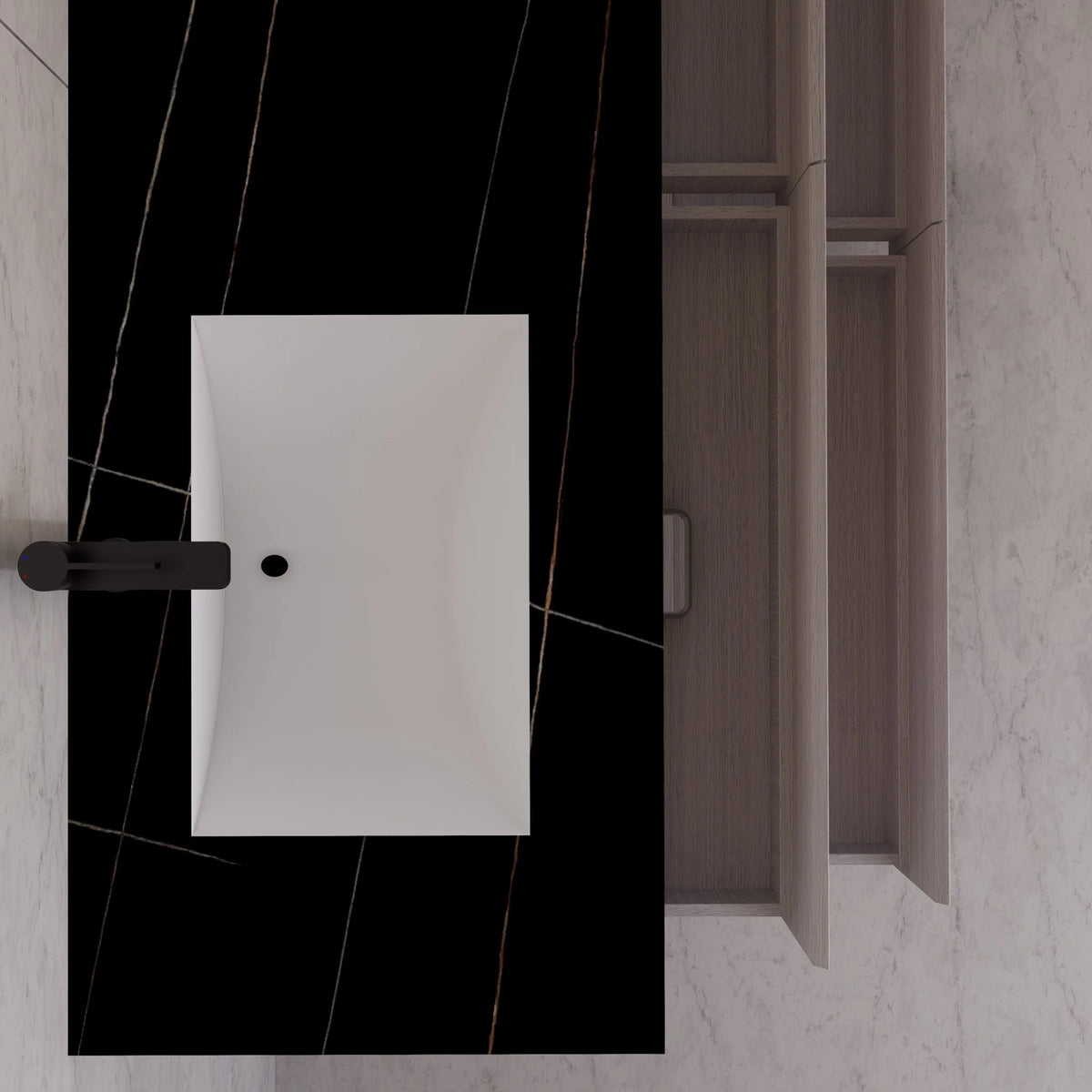 71"，60" Walnut Double Sink Sintered Stone Top with Elegant Floating Bathroom Vanity