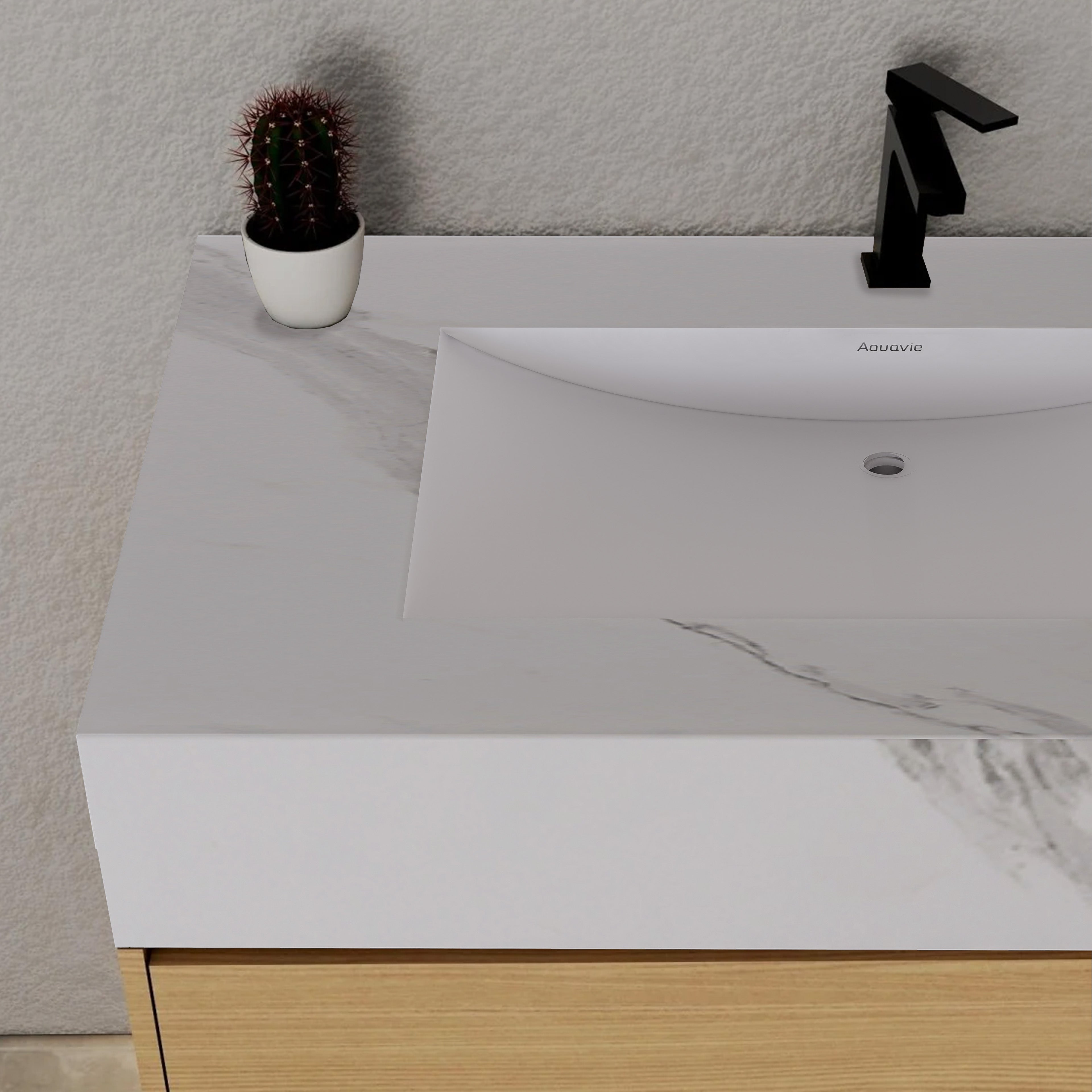 32", 36", 40" Nature Oak Hotel-Style Floating Bathroom Vanity With Sintered Stone Top