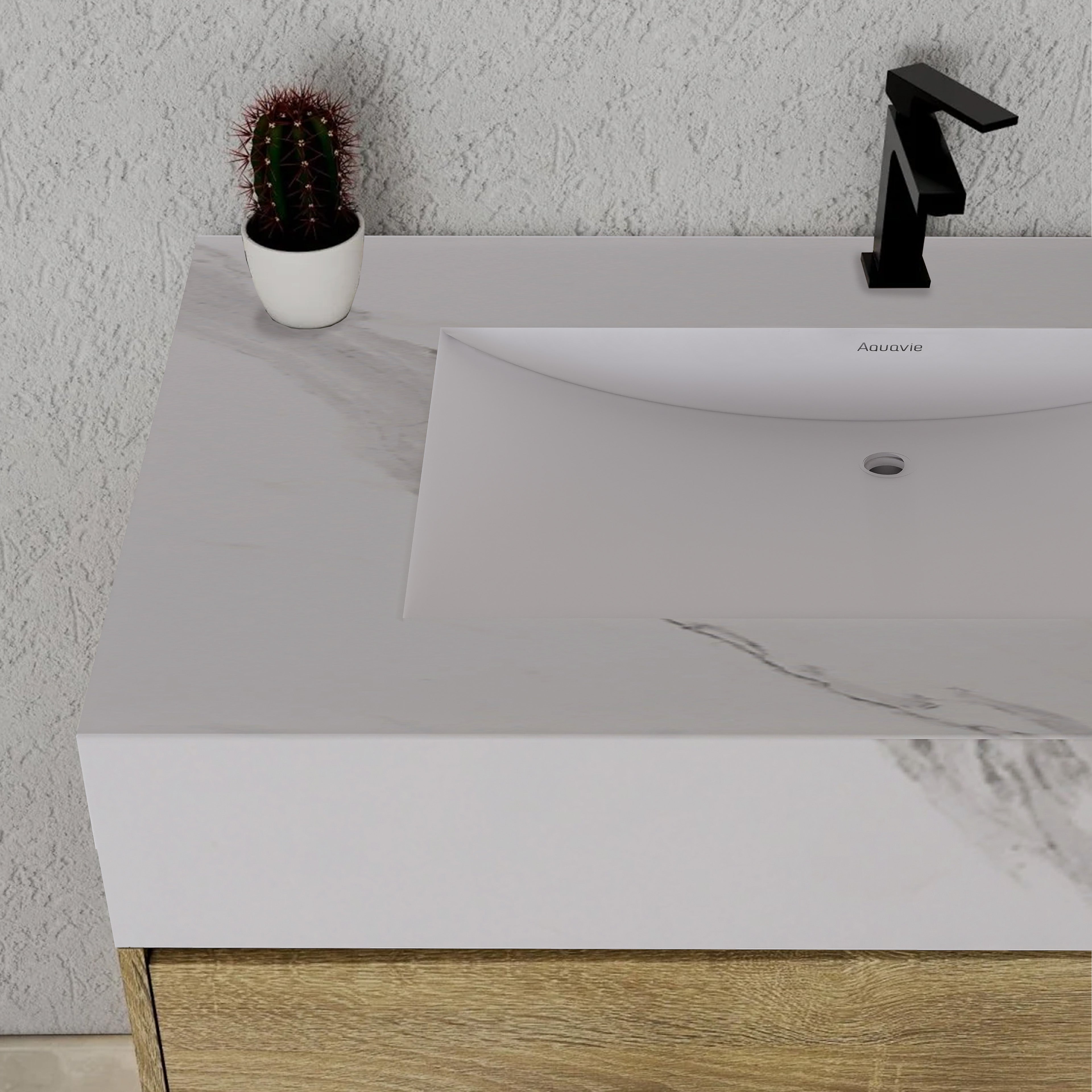 32", 36", 40" Light Oak Hotel-Style Floating Bathroom Vanity With Sintered Stone Top