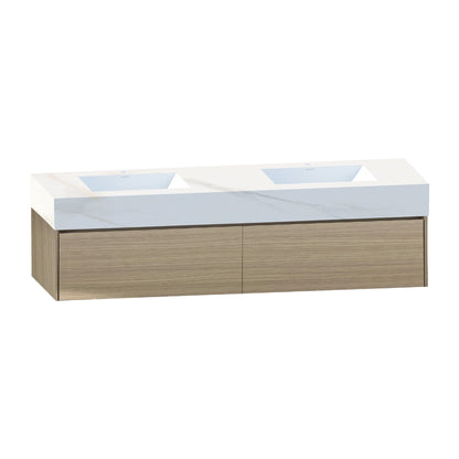 71'' Double Sink Stone Top with Single Floating Bathroom Vanity - VanityAGHTQ NeoNova Decor