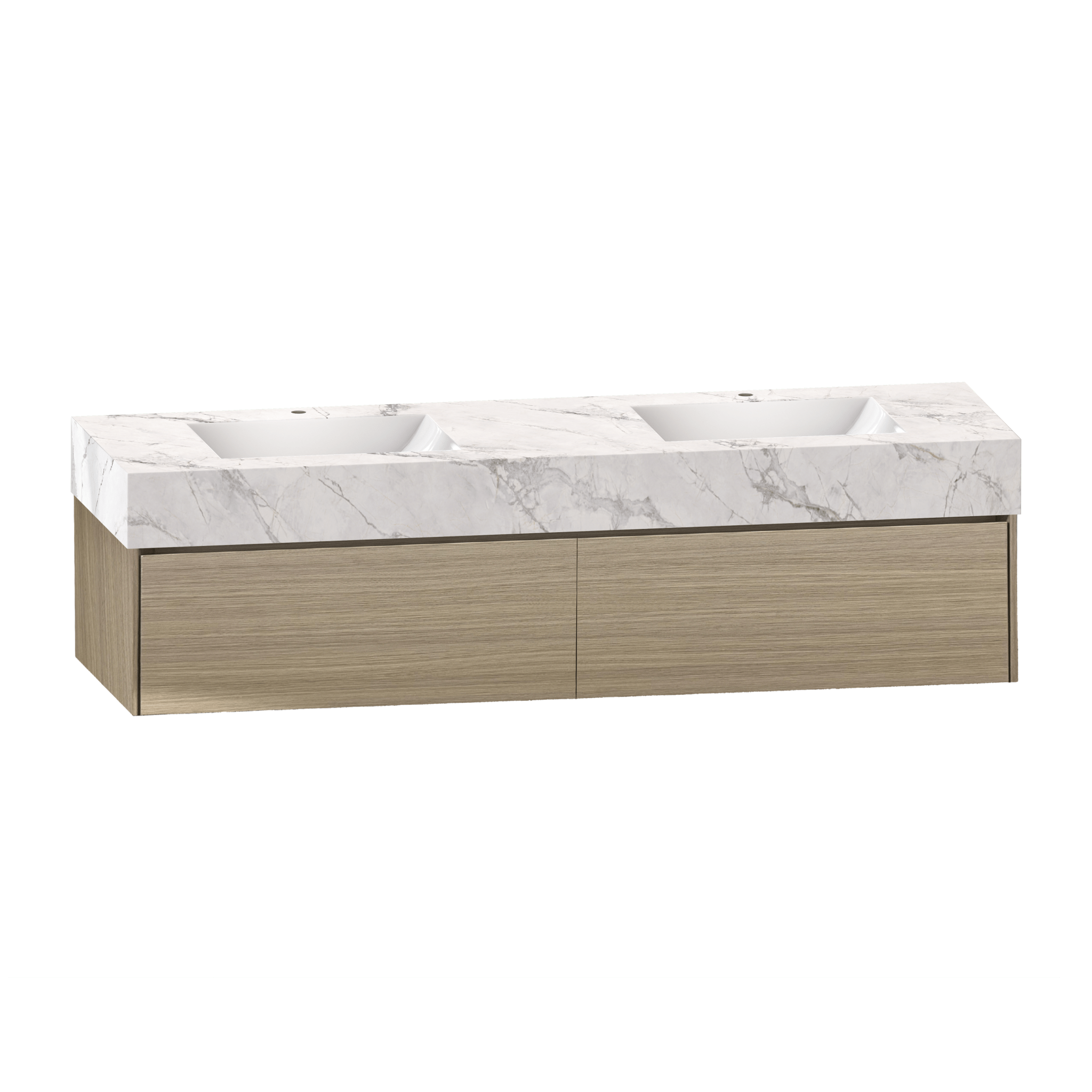 71'' Double Sink Stone Top with Single Floating Bathroom Vanity - VanityAGHTQ NeoNova Decor