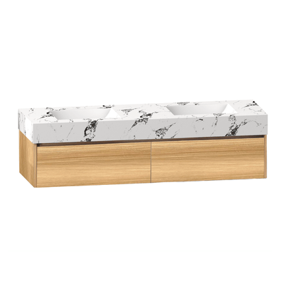 71'' Double Sink Stone Top with Single Floating Bathroom Vanity - VanityHHT NeoNova Decor