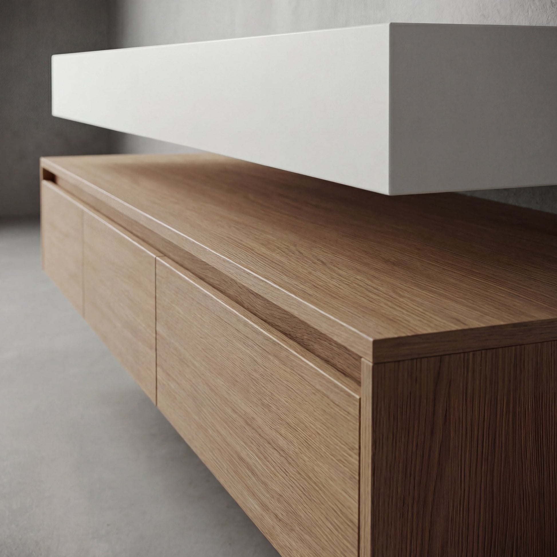 71” Smoked Oak Double Sink Floating Vanity - Vanity71"