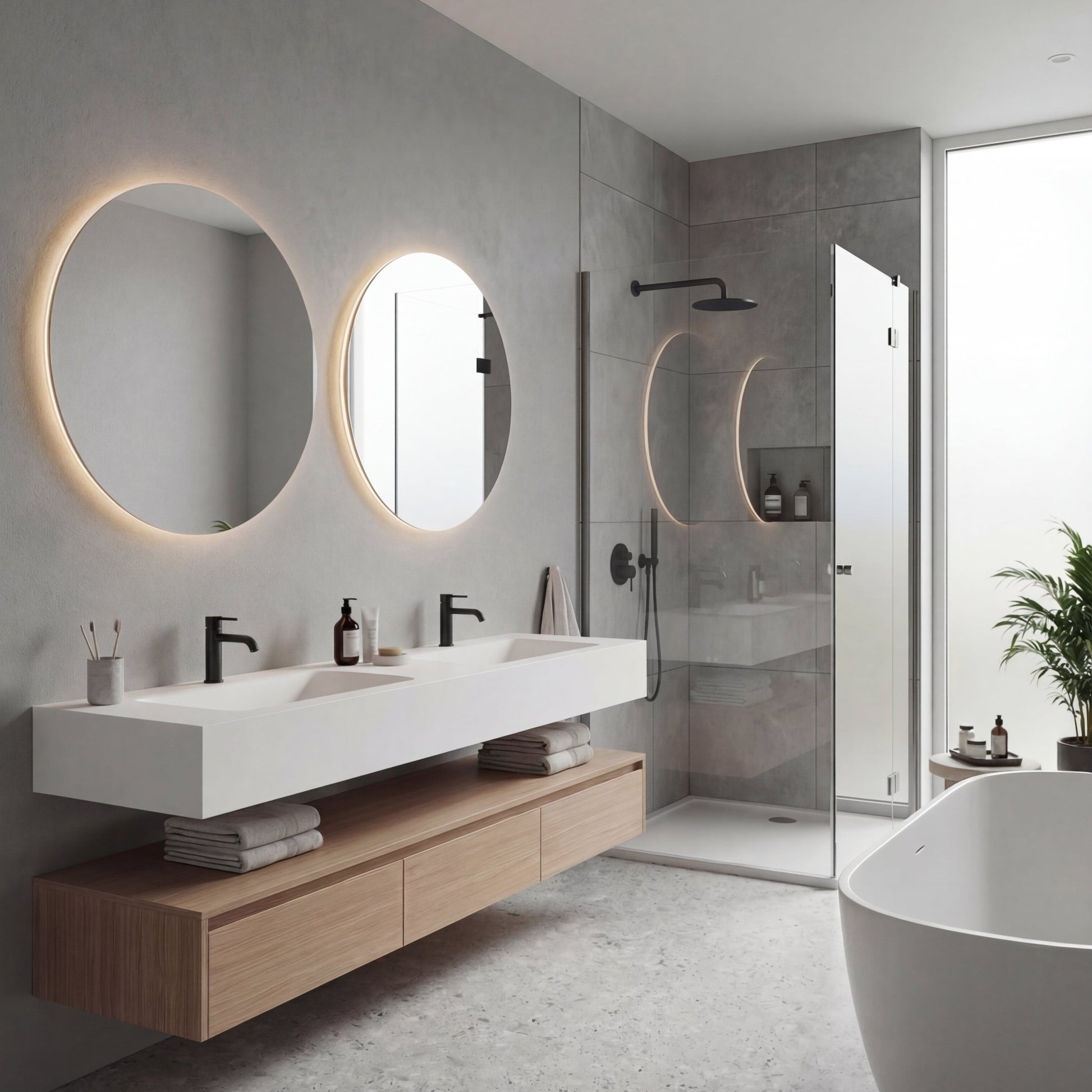 71” Smoked Oak Double Sink Floating Vanity - Vanity71"