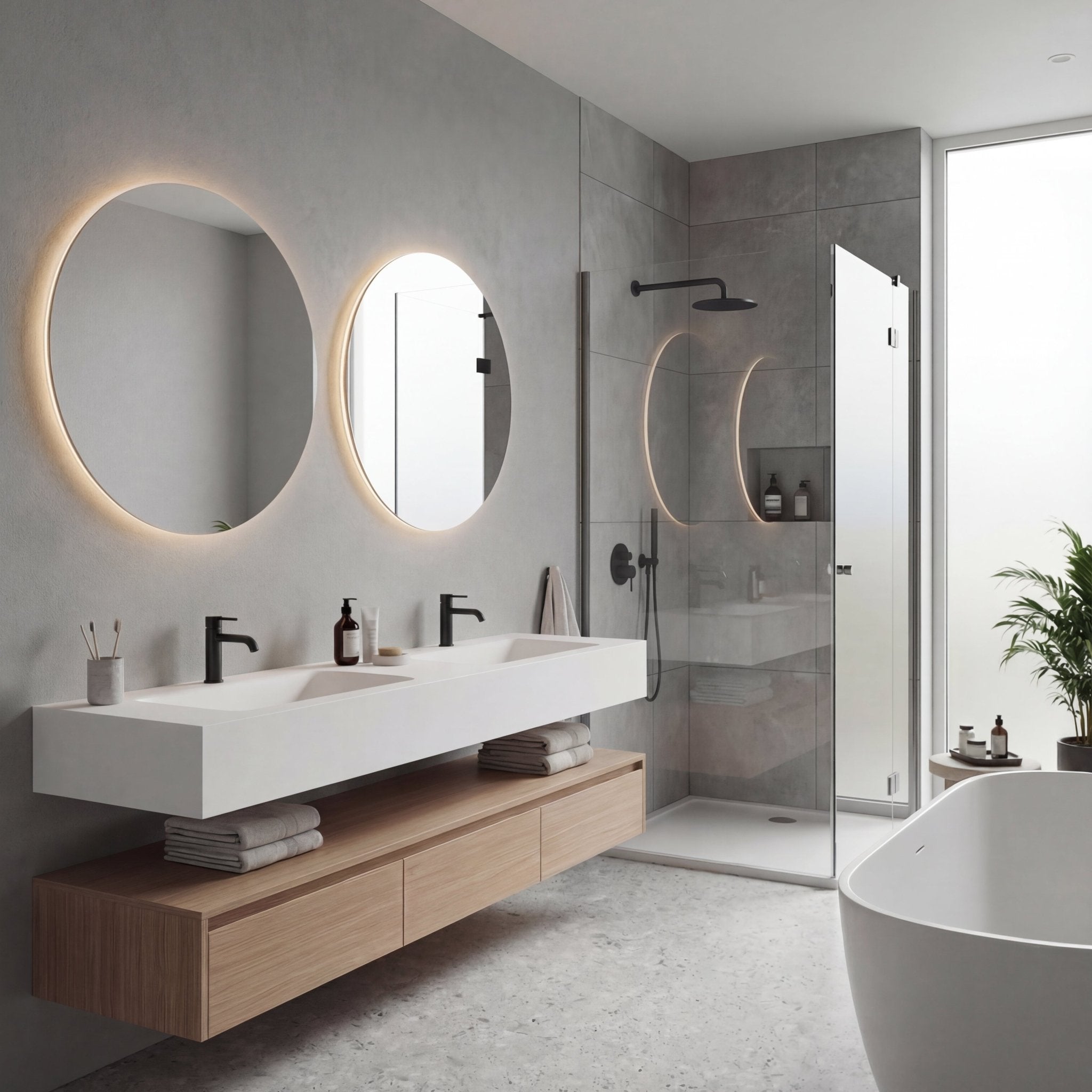 71” Smoked Oak Double Sink Floating Vanity - Vanity71"