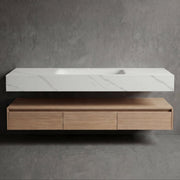 71” Smoked Oak Double Sink Floating Vanity - Vanity71"