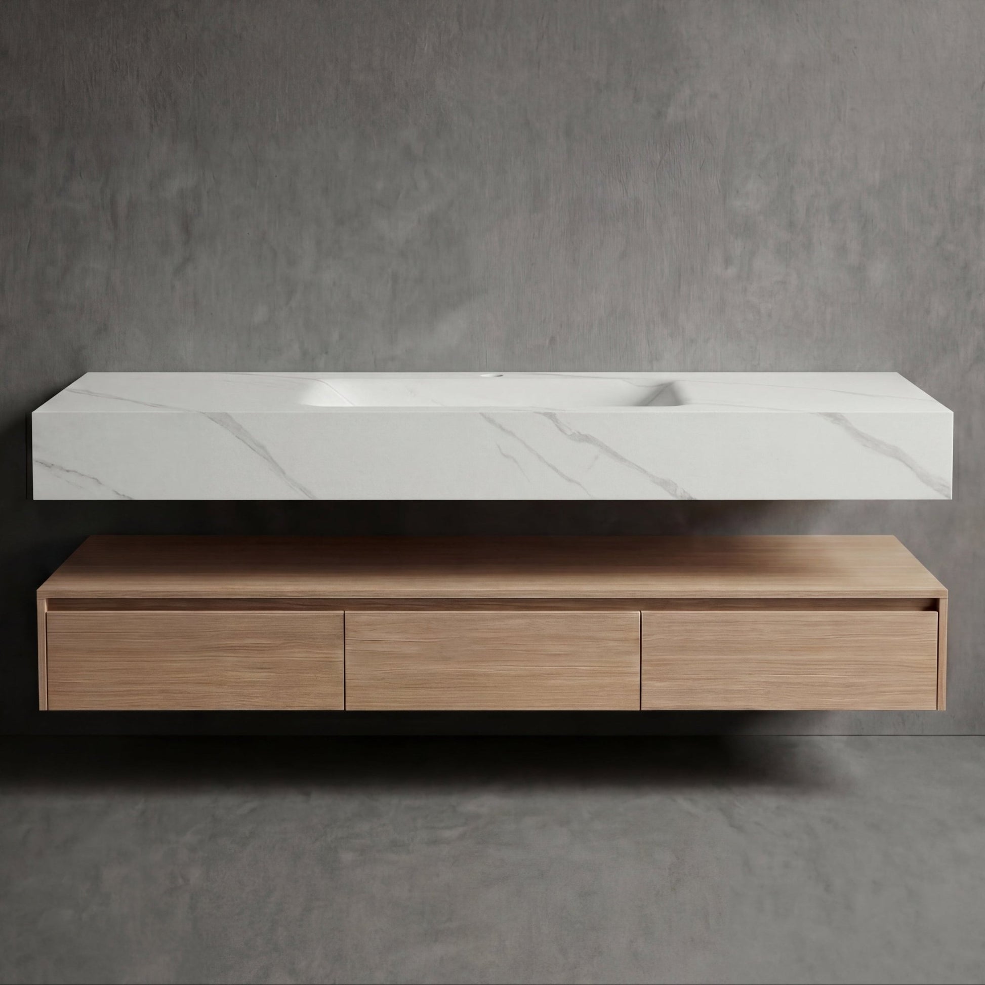 71” Smoked Oak Double Sink Floating Vanity - Vanity71"