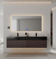 71" Walnut Double Sink Stone Top Two Drawers Floating Bathroom Vanity - VanityWalnut NeoNova Decor