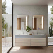71''，60” Double Sink Sintered Stone Top with Elegant Floating Bathroom Vanity - VanityAGHTQ NeoNova Decor