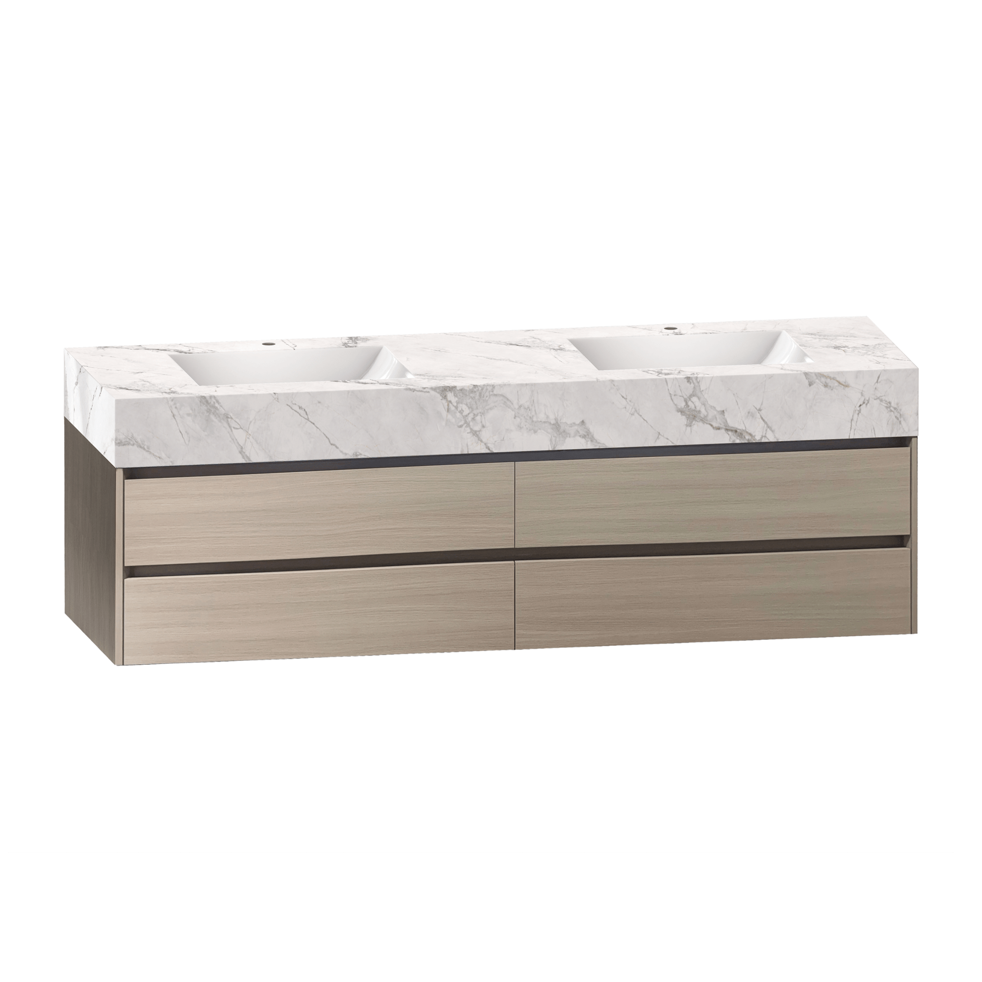 71''，60” Double Sink Sintered Stone Top with Elegant Floating Bathroom Vanity - VanityAGHTQ NeoNova Decor