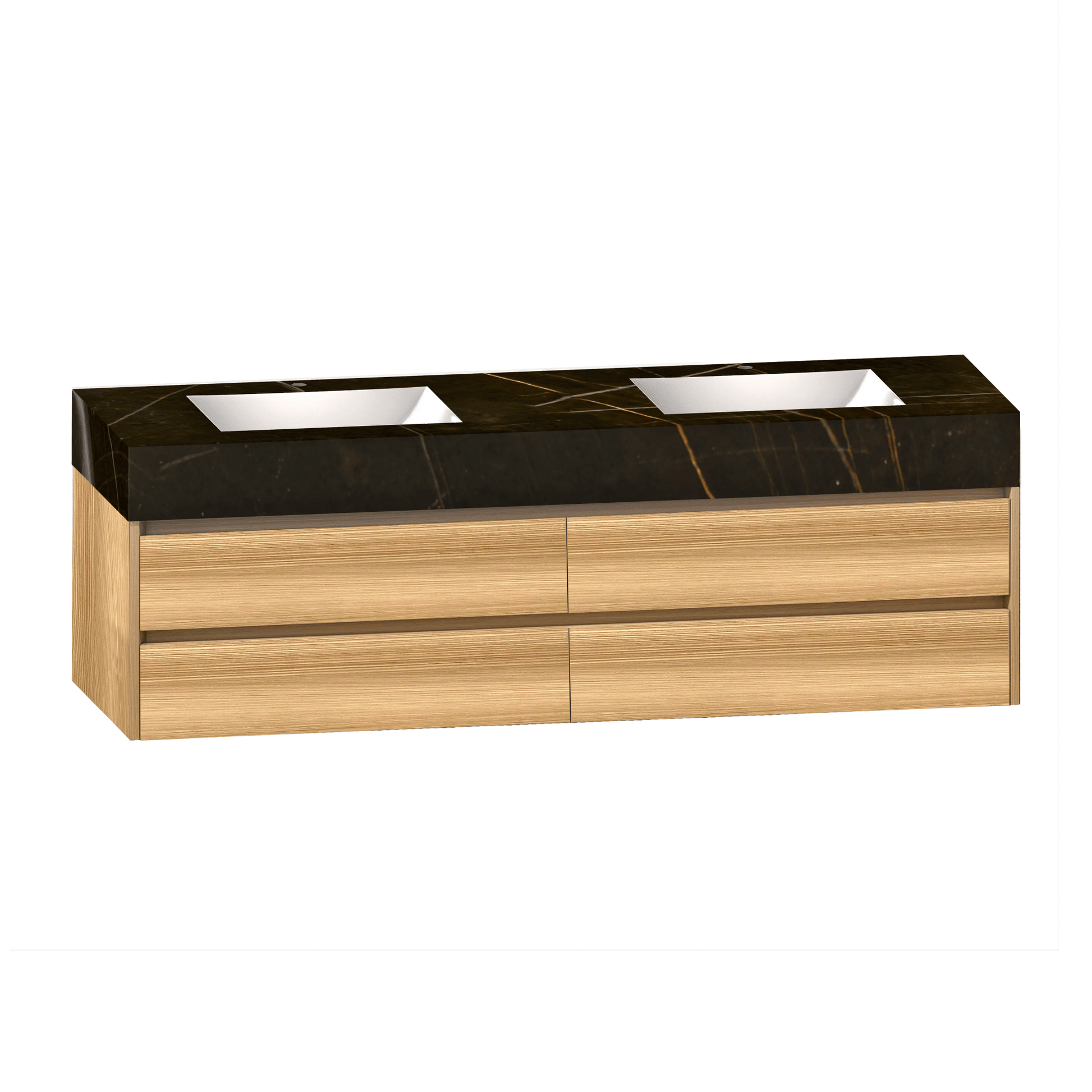 71''，60” Double Sink Sintered Stone Top with Elegant Floating Bathroom Vanity - VanityHHT NeoNova Decor