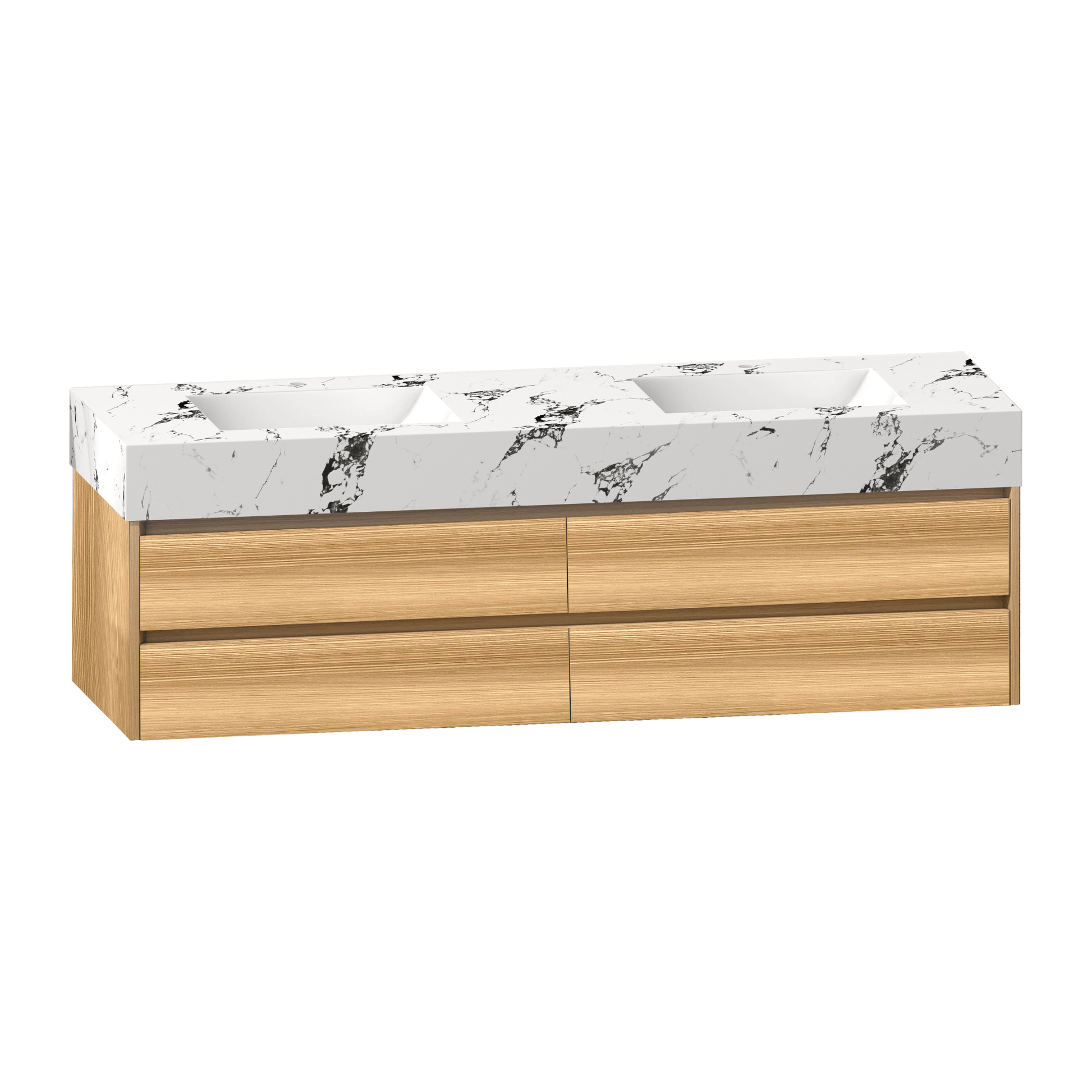 71''，60” Double Sink Sintered Stone Top with Elegant Floating Bathroom Vanity - VanityHHT NeoNova Decor