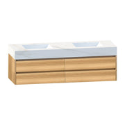 71''，60” Double Sink Sintered Stone Top with Elegant Floating Bathroom Vanity - VanityHHT NeoNova Decor