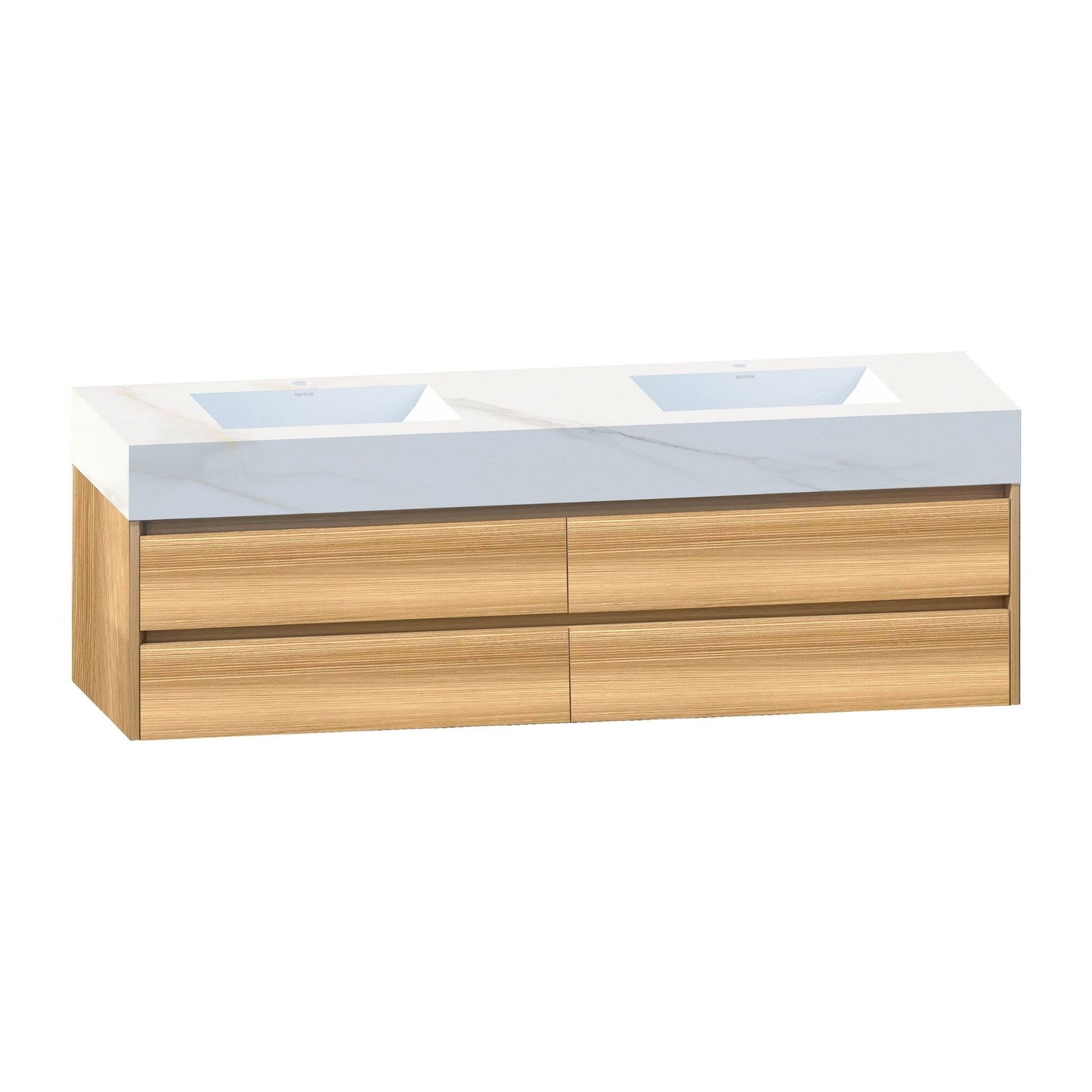 71''，60” Double Sink Sintered Stone Top with Elegant Floating Bathroom Vanity - VanityHHT NeoNova Decor