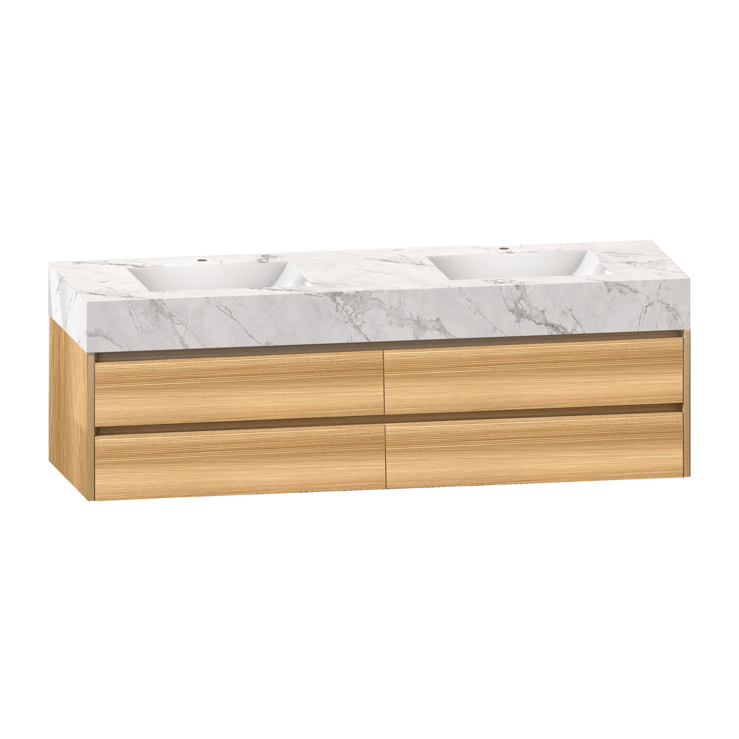 71''，60” Double Sink Sintered Stone Top with Elegant Floating Bathroom Vanity - VanityHHT NeoNova Decor