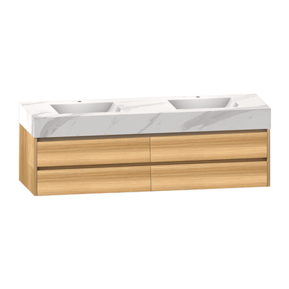 71''，60” Double Sink Sintered Stone Top with Elegant Floating Bathroom Vanity - VanityHHT NeoNova Decor