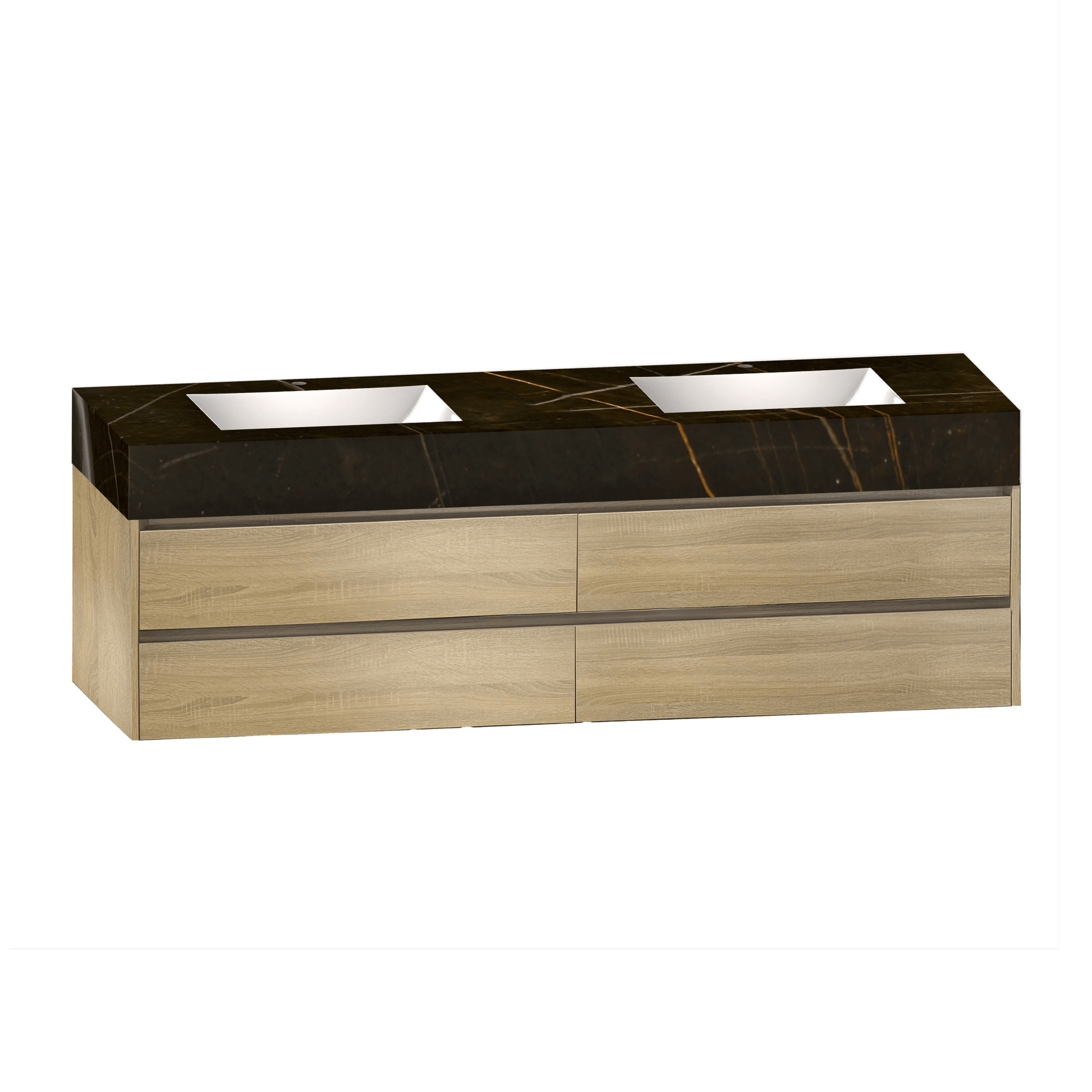 71''，60” Double Sink Sintered Stone Top with Elegant Floating Bathroom Vanity - VanityXTX NeoNova Decor