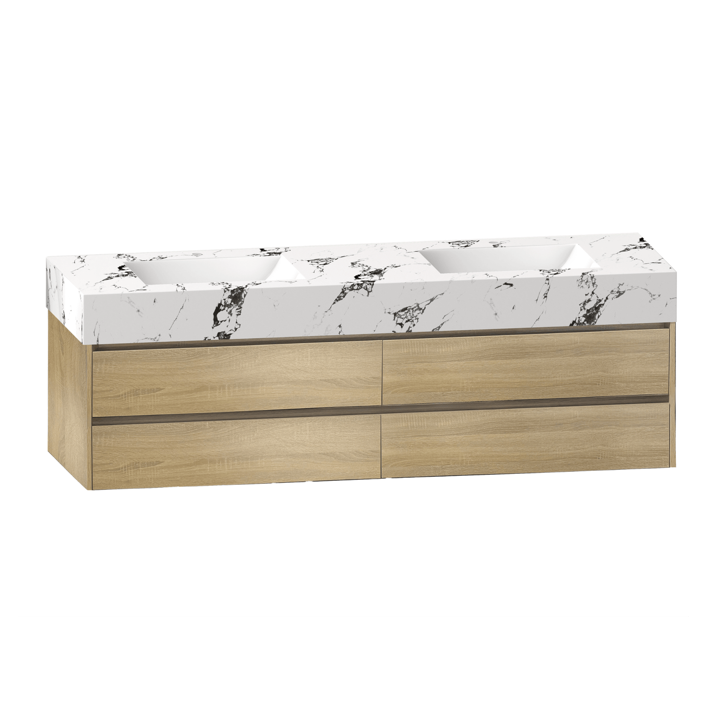71''，60” Double Sink Sintered Stone Top with Elegant Floating Bathroom Vanity - VanityXTX NeoNova Decor