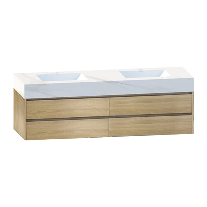 71''，60” Double Sink Sintered Stone Top with Elegant Floating Bathroom Vanity - VanityXTX NeoNova Decor