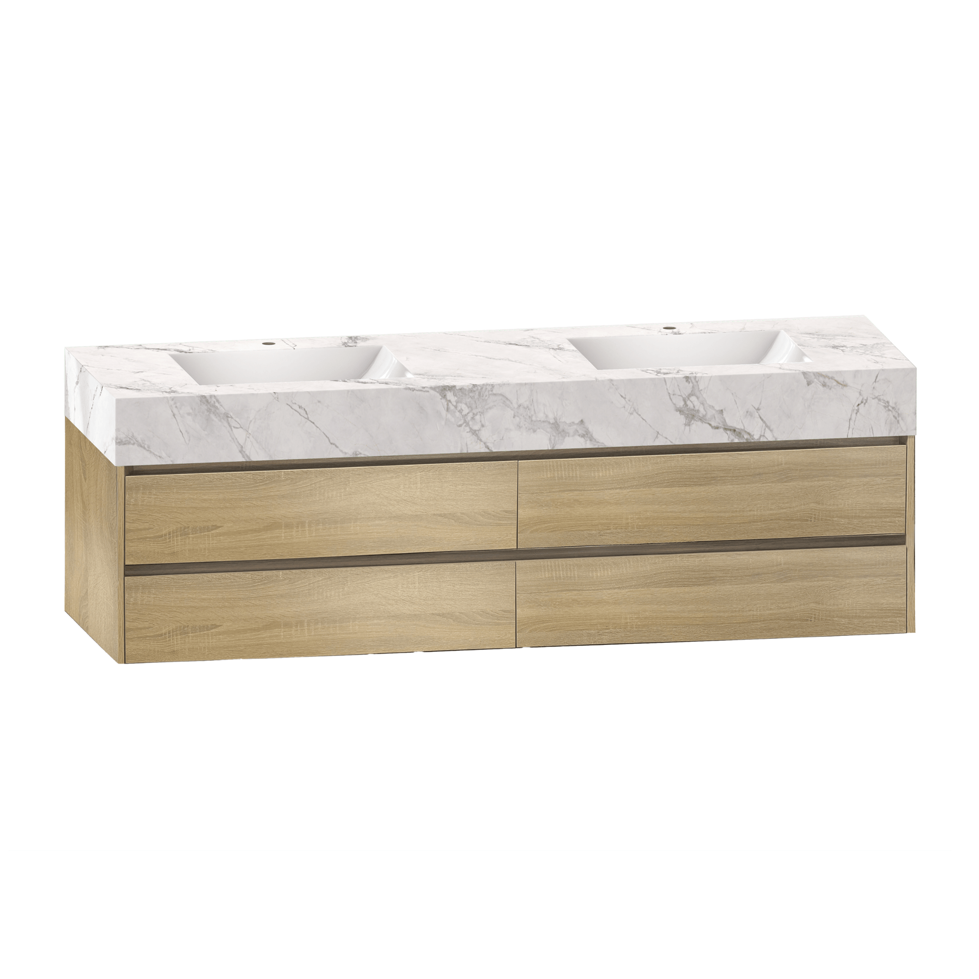71''，60” Double Sink Sintered Stone Top with Elegant Floating Bathroom Vanity - VanityXTX NeoNova Decor