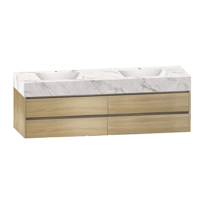 71''，60” Double Sink Sintered Stone Top with Elegant Floating Bathroom Vanity - VanityXTX NeoNova Decor