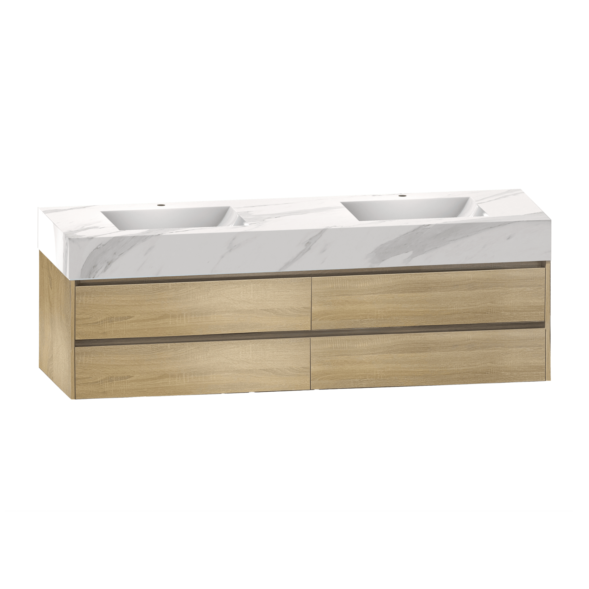 71''，60” Double Sink Sintered Stone Top with Elegant Floating Bathroom Vanity - VanityXTX NeoNova Decor