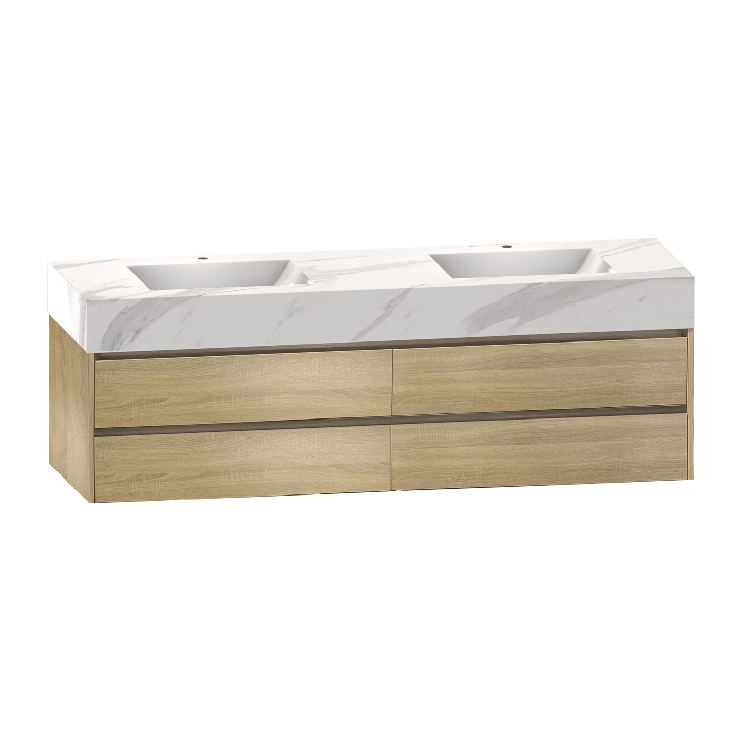 71''，60” Double Sink Sintered Stone Top with Elegant Floating Bathroom Vanity - VanityXTX NeoNova Decor