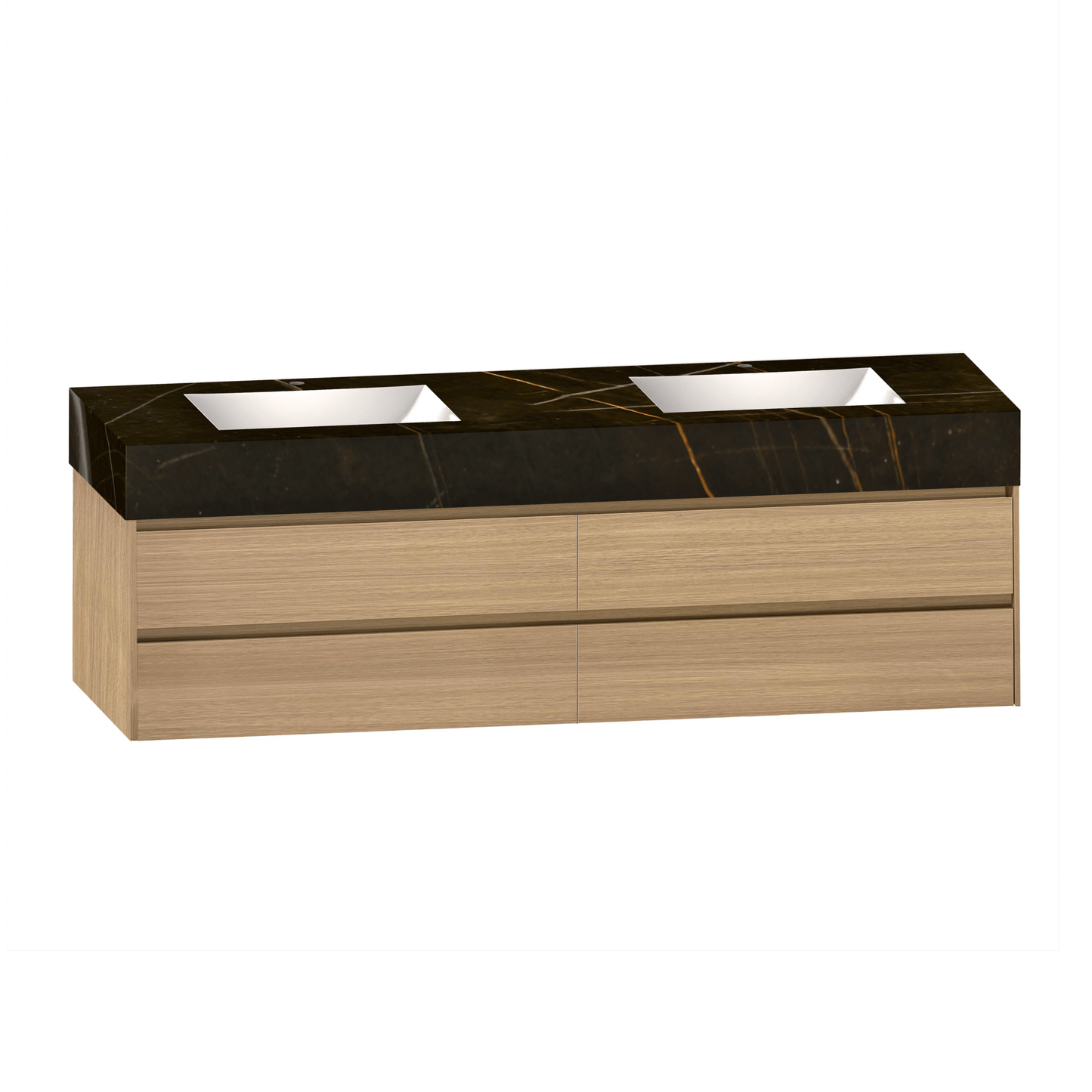 71''，60” Double Sink Sintered Stone Top with Elegant Floating Bathroom Vanity - VanityZMR NeoNova Decor