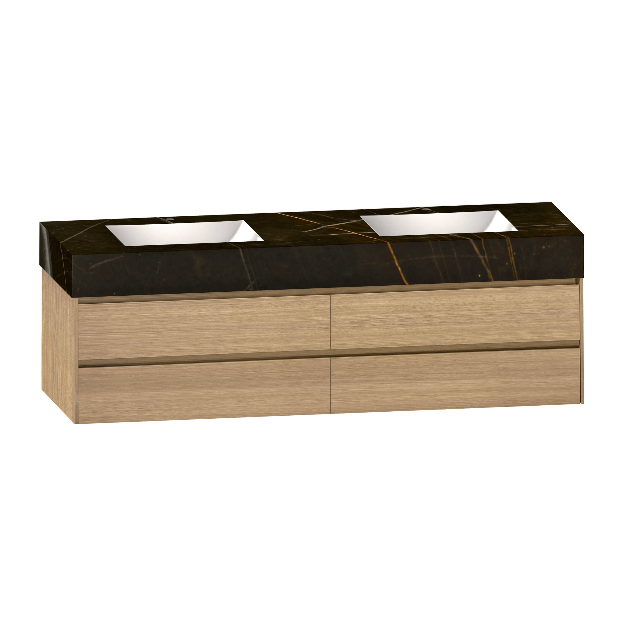 71''，60” Double Sink Sintered Stone Top with Elegant Floating Bathroom Vanity - VanityZMR NeoNova Decor