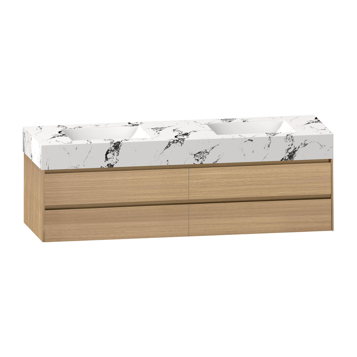 71''，60” Double Sink Sintered Stone Top with Elegant Floating Bathroom Vanity - VanityZMR NeoNova Decor
