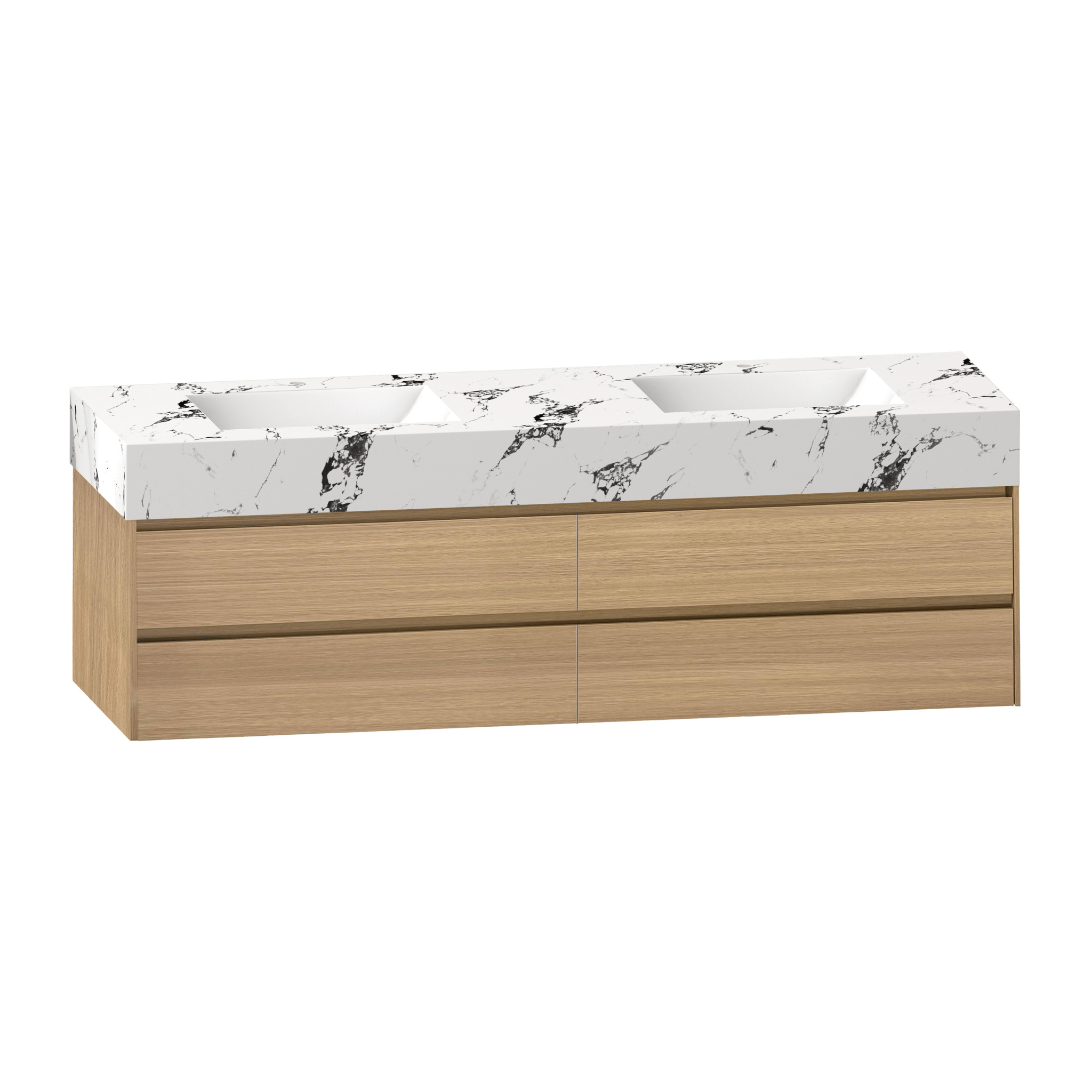 71''，60” Double Sink Sintered Stone Top with Elegant Floating Bathroom Vanity - VanityZMR NeoNova Decor