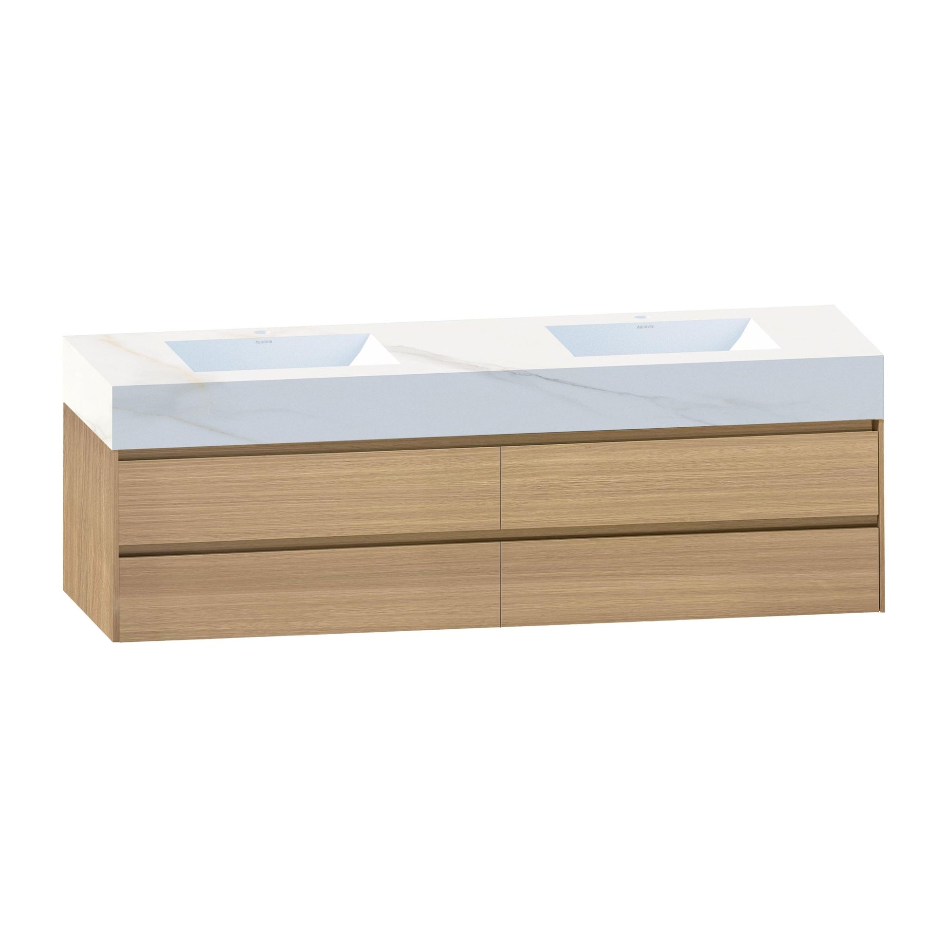 71''，60” Double Sink Sintered Stone Top with Elegant Floating Bathroom Vanity - VanityZMR NeoNova Decor