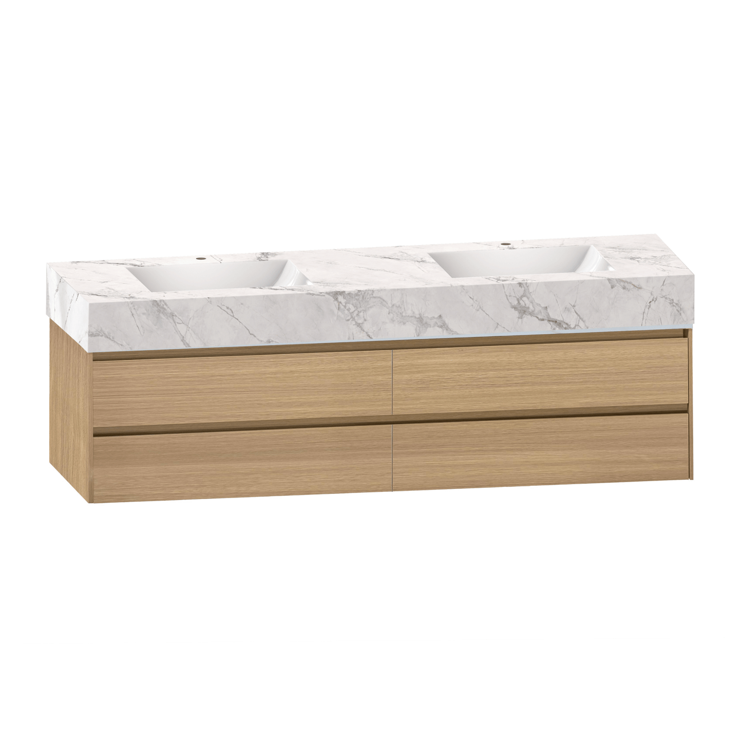 71''，60” Double Sink Sintered Stone Top with Elegant Floating Bathroom Vanity - VanityZMR NeoNova Decor