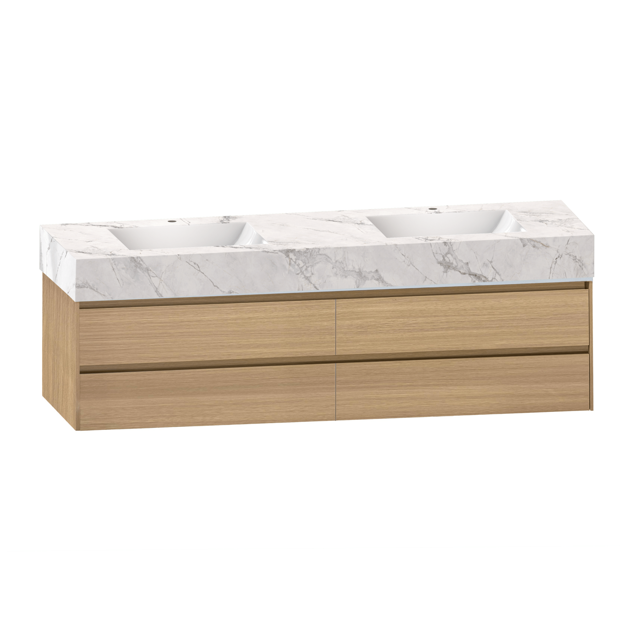 71''，60” Double Sink Sintered Stone Top with Elegant Floating Bathroom Vanity - VanityZMR NeoNova Decor