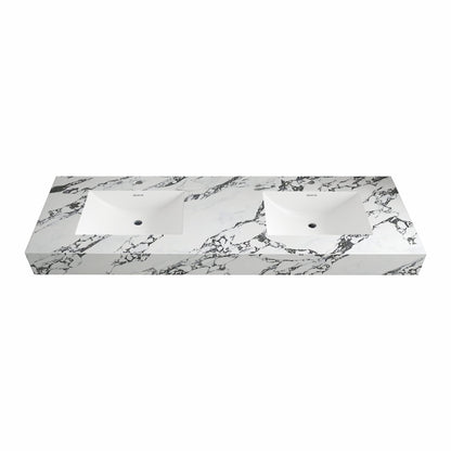 71"/60" Double sink sintered Stone Vanity Top - Various Colors - calacatta black NeoNova Decor