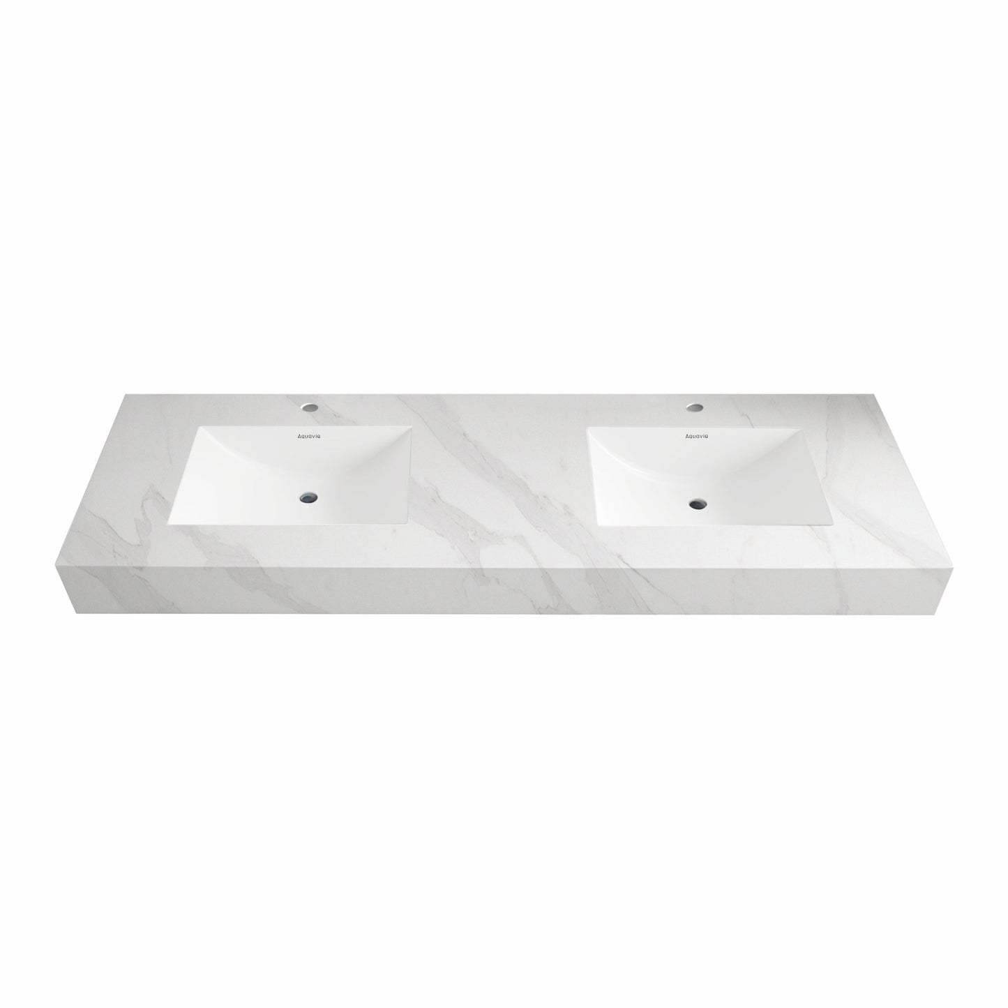 71"/60" Double sink sintered Stone Vanity Top - Various Colors - White Carrara NeoNova Decor