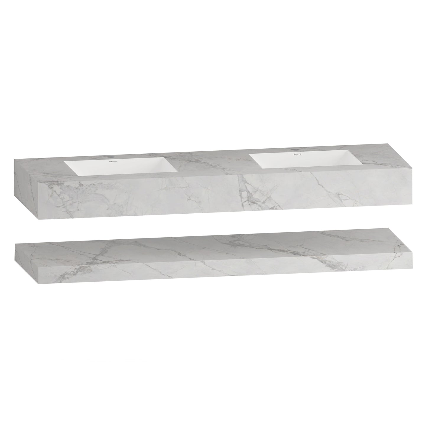 71 Inch Double Sink Stone Top with Hotel-Style Stone Cabinet Floating Vanity