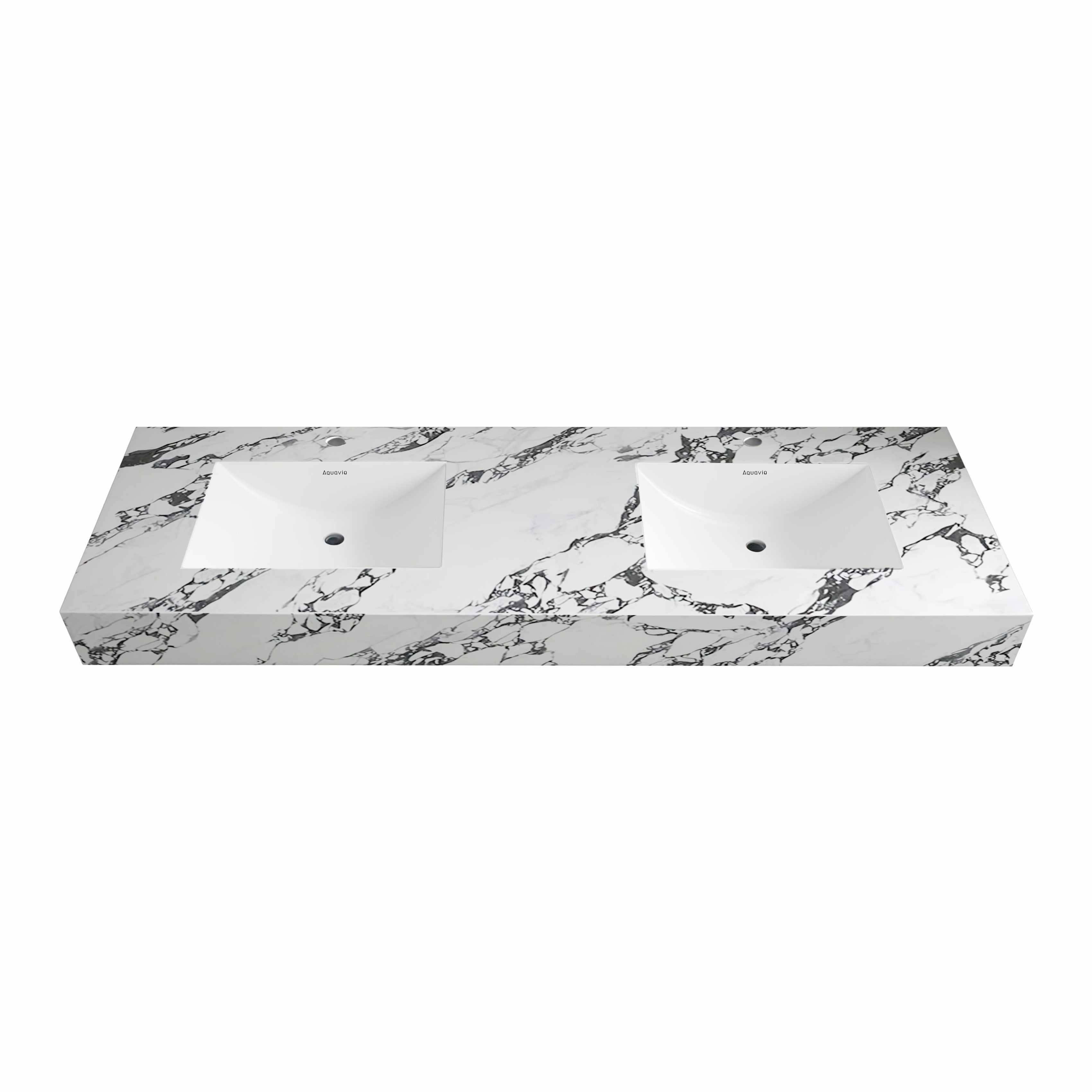 32"-71" Seamless Sintered Stone Vanity Top with Integrated Basin – Calacatta Black