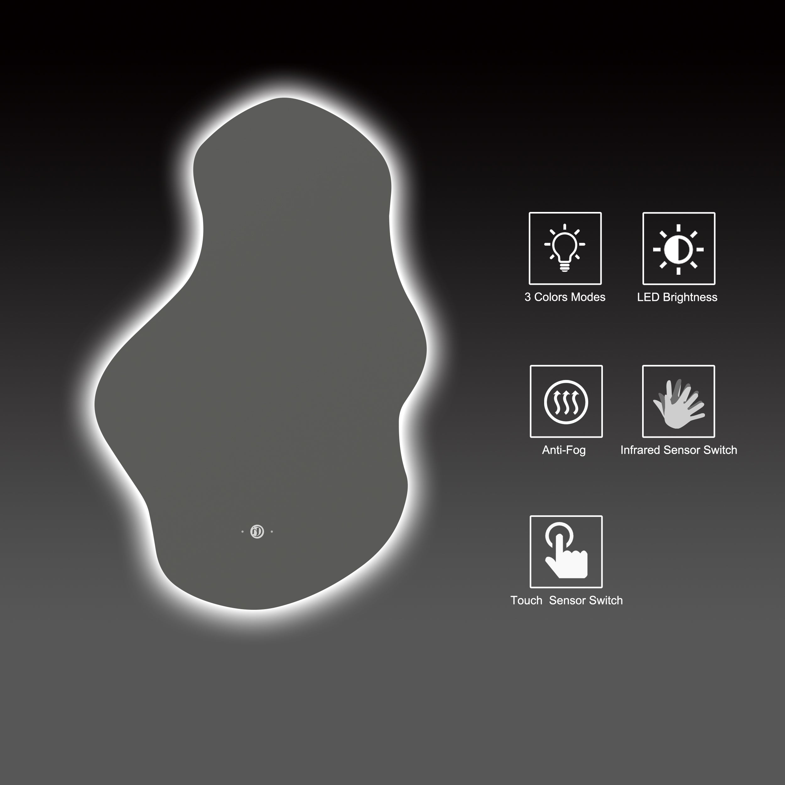 26" x 40" Modern Cloud Irregular LED Bathroom Mirror