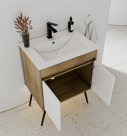 18" Narrow Depth Bathroom Vanity With Ceramic Sink