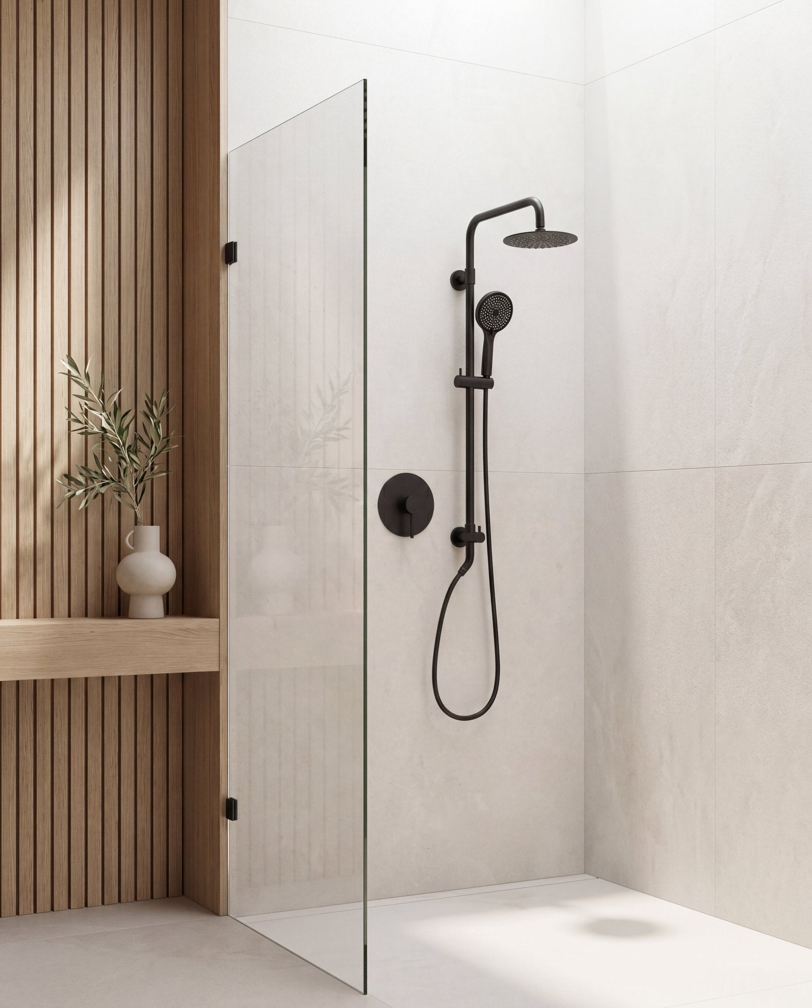 8" Pressure Balance Shower Column System with Hand Shower - ShowerMatte Black