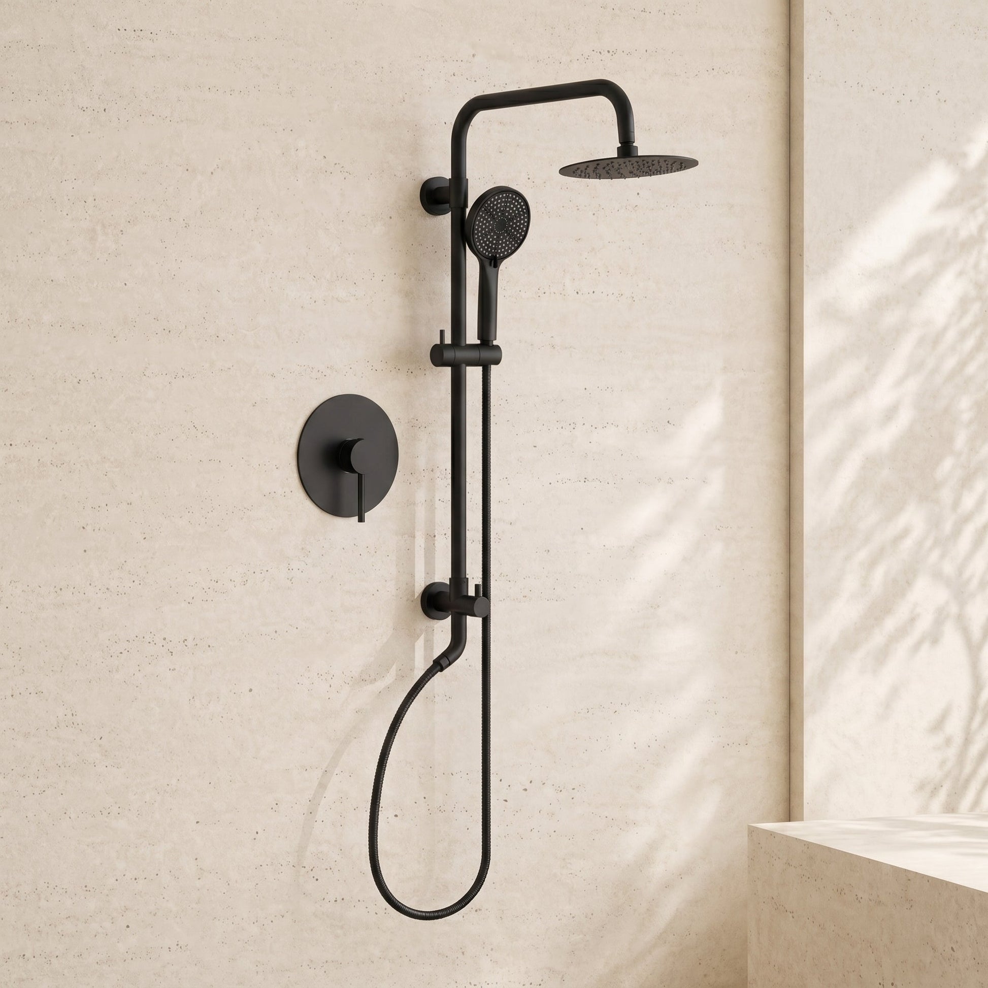 8" Pressure Balance Shower Column System with Hand Shower - ShowerMatte Black