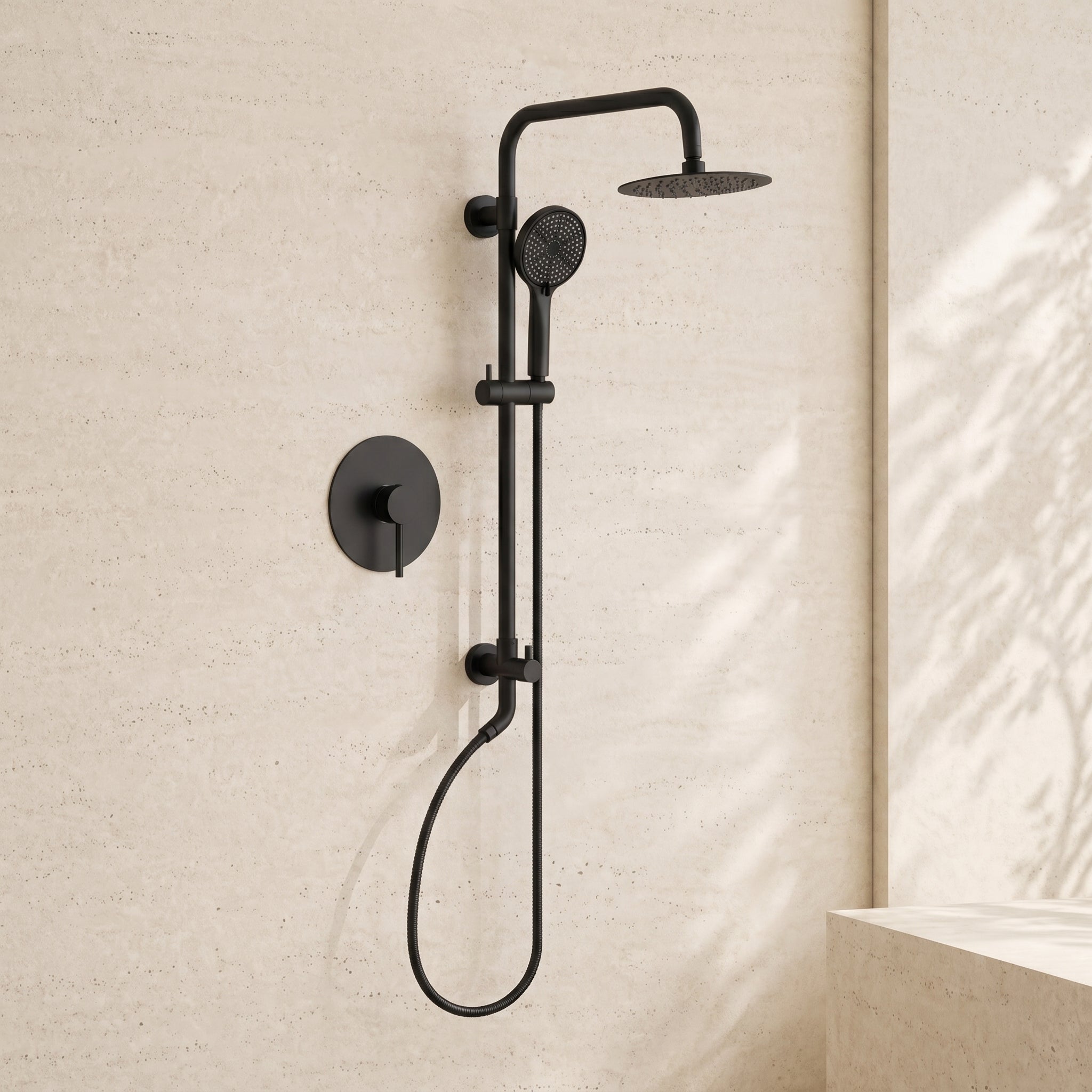 8" Pressure Balance Shower Column System with Hand Shower - ShowerMatte Black