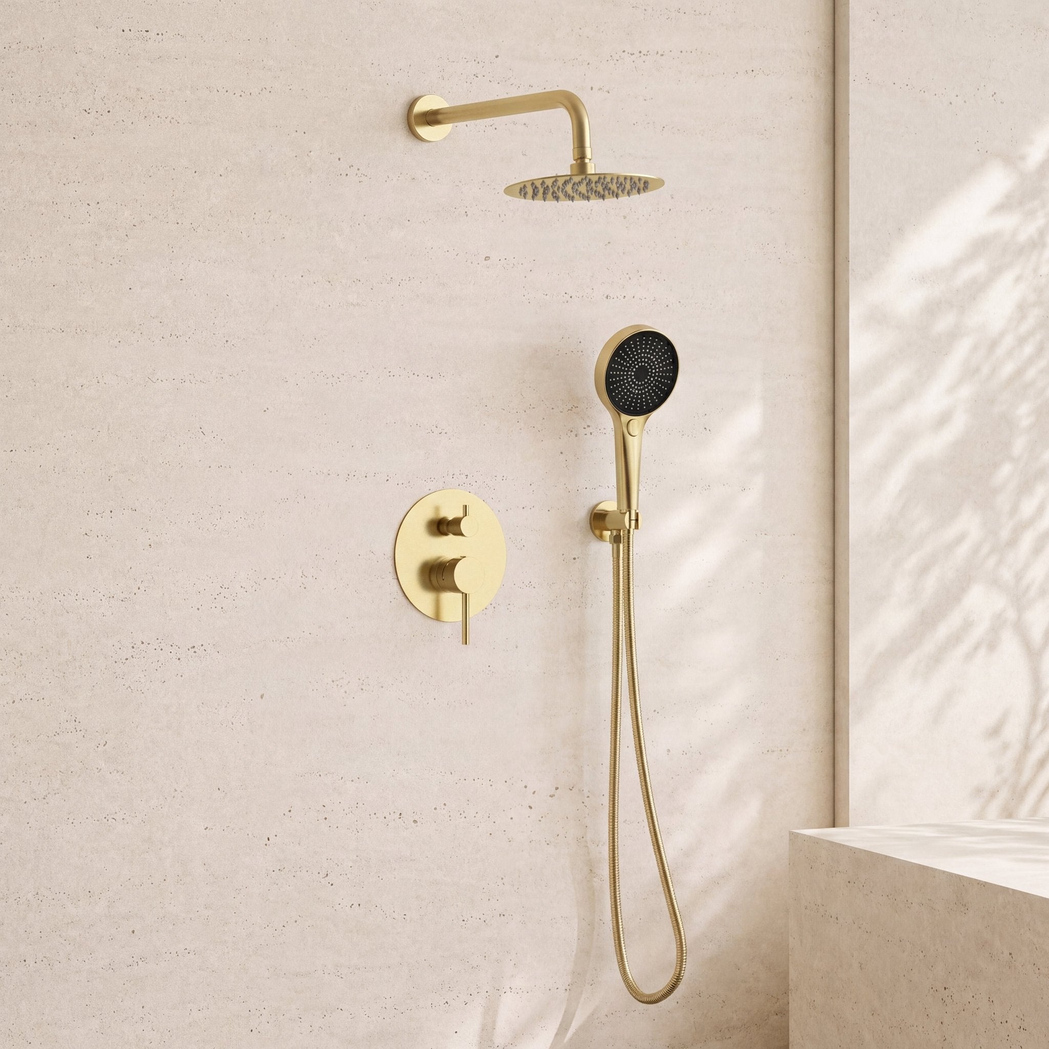 8" Pressure Balance Shower System with Rough - In Valve, 2 Ways Rain Shower Set - ShowerBrushed Gold