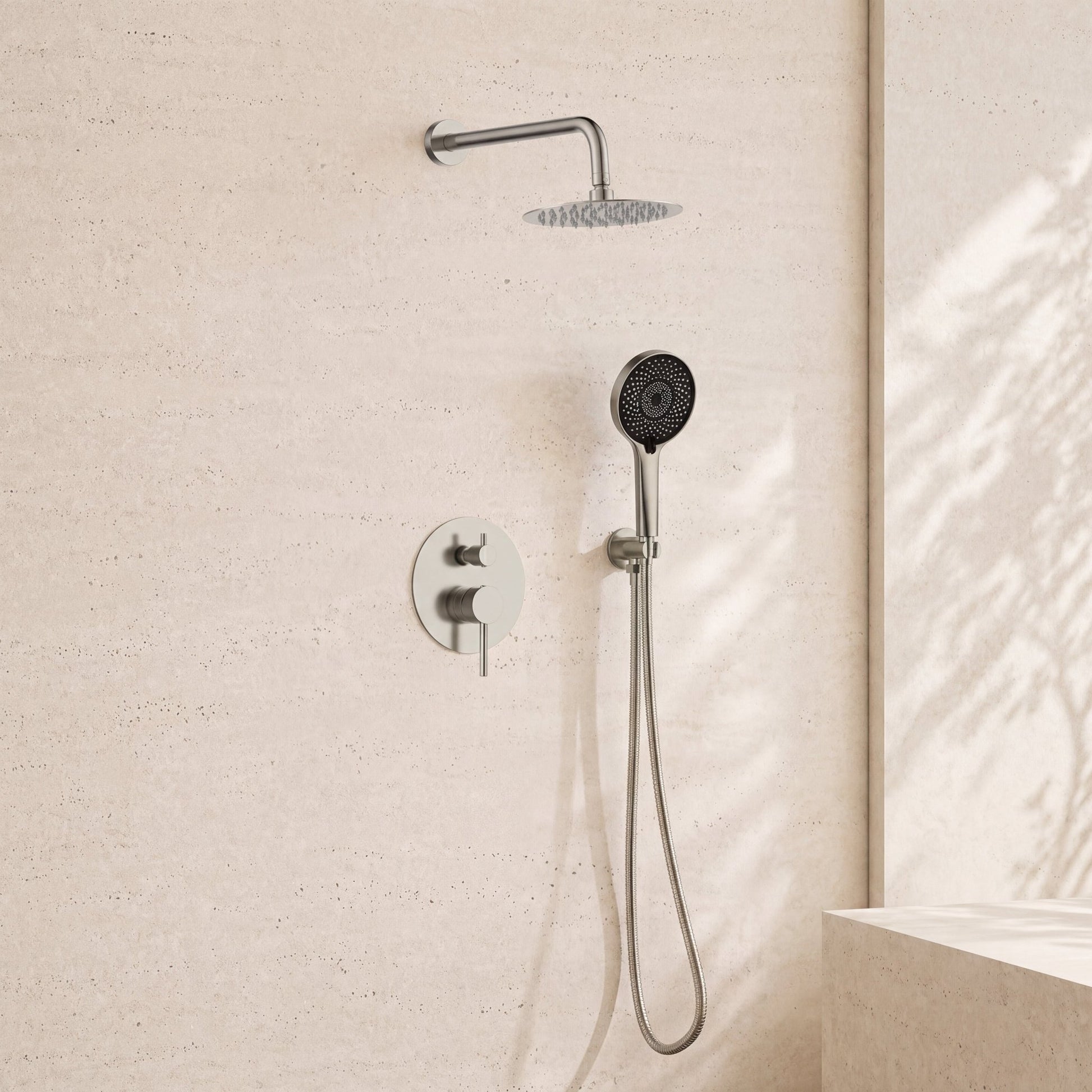 8" Pressure Balance Shower System with Rough - In Valve, 2 Ways Rain Shower Set - ShowerBrushed Nickel