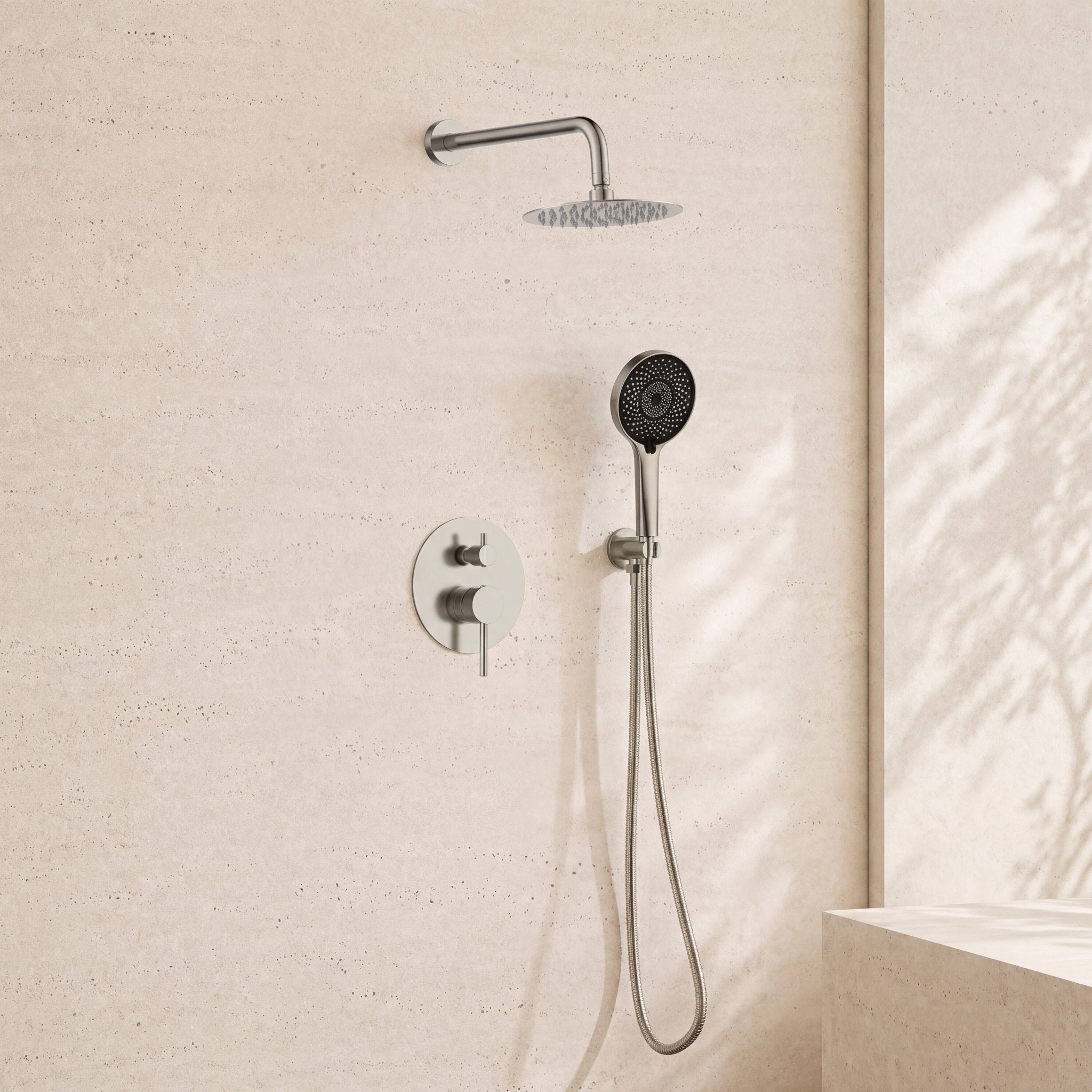 8" Pressure Balance Shower System with Rough - In Valve, 2 Ways Rain Shower Set - ShowerBrushed Nickel