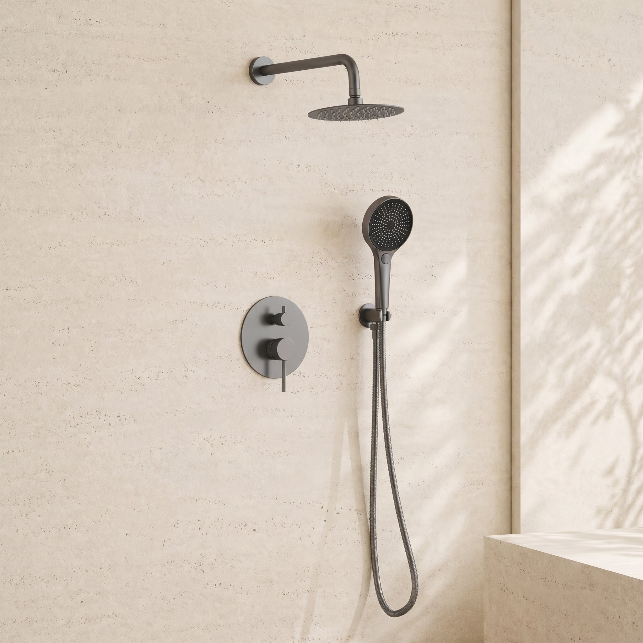 8" Pressure Balance Shower System with Rough - In Valve, 2 Ways Rain Shower Set - ShowerGun Metal