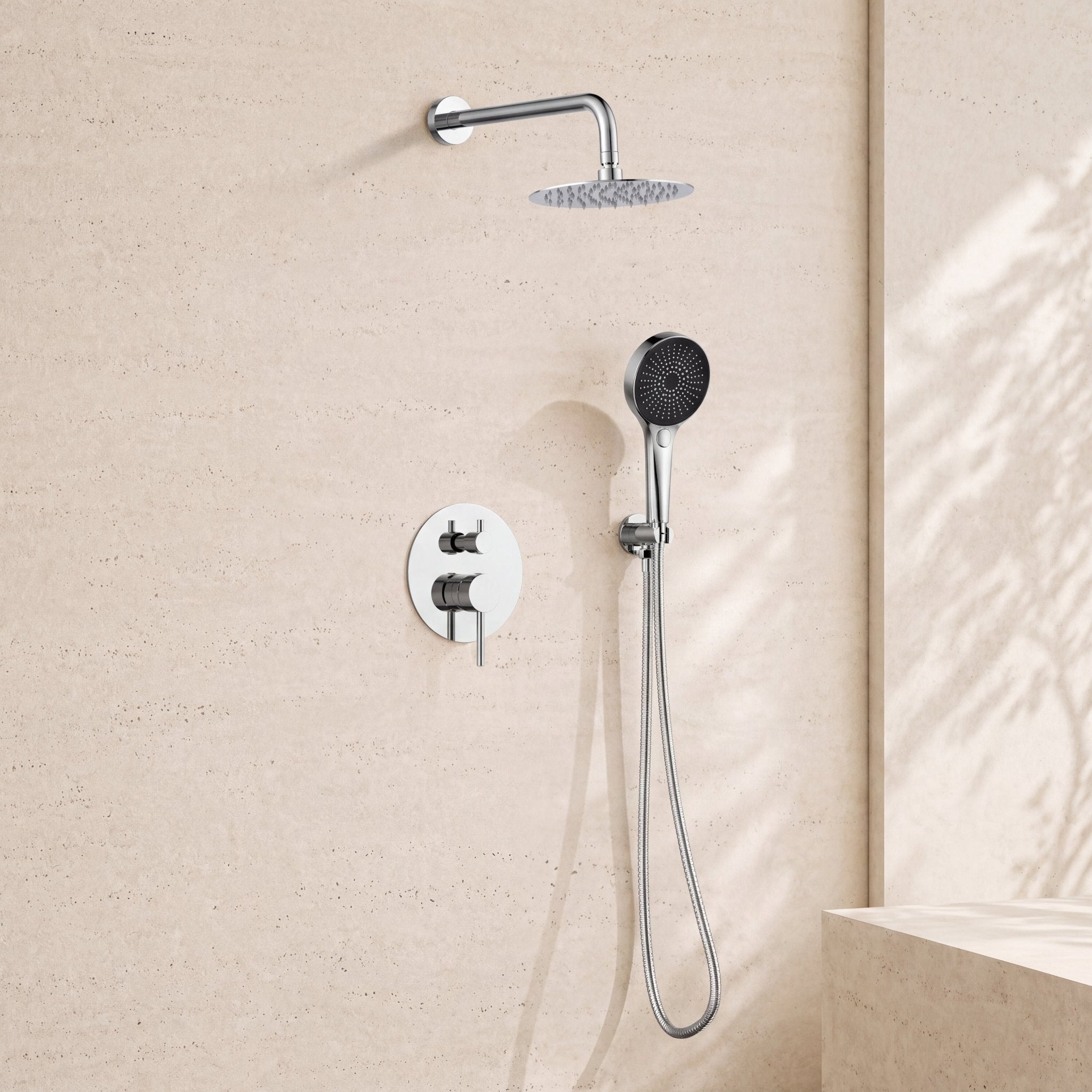 8" Pressure Balance Shower System with Rough - In Valve, 2 Ways Rain Shower Set - ShowerPolished Chrome