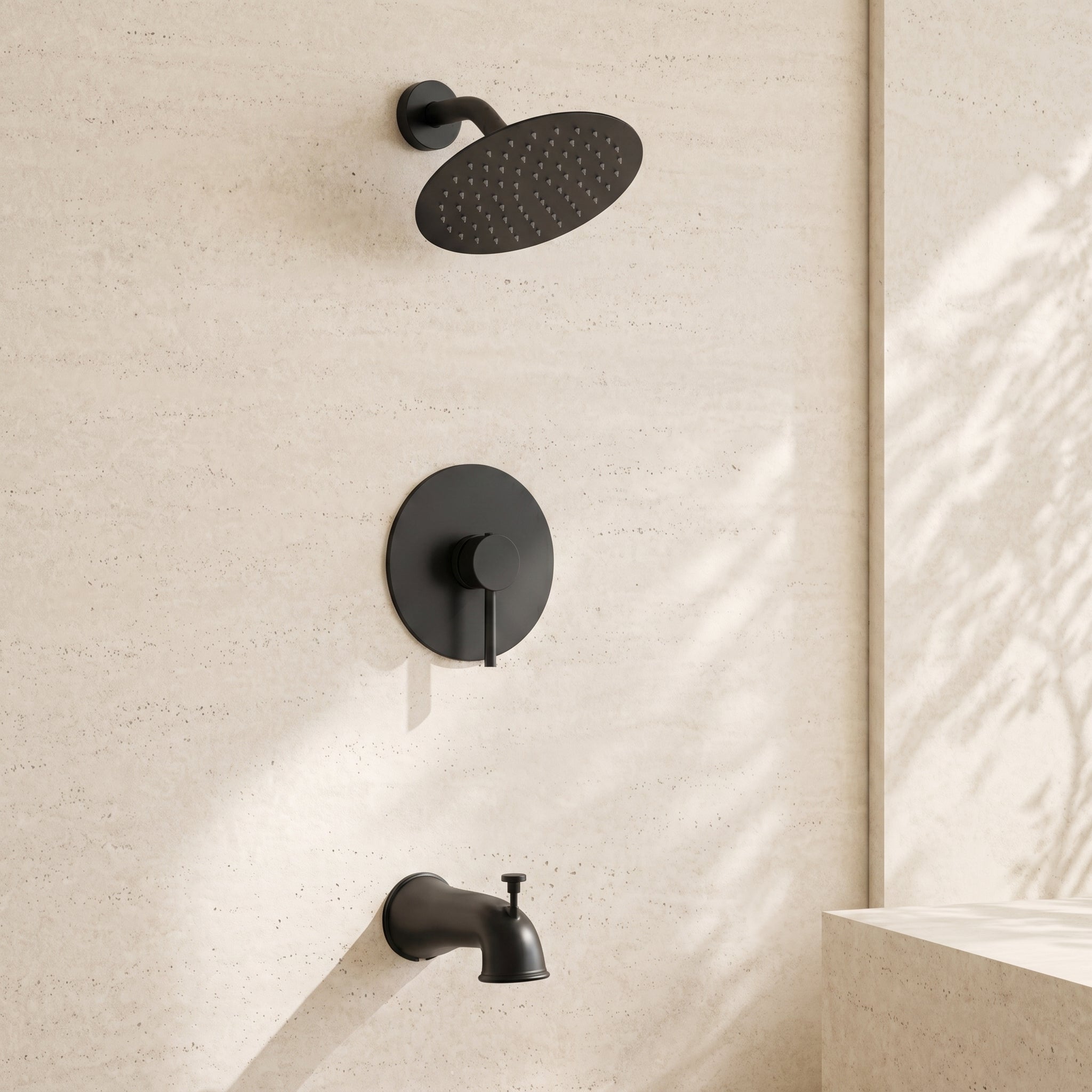 8" Round Tub and Shower System (Pressure Balanced) - ShowerMatte Black
