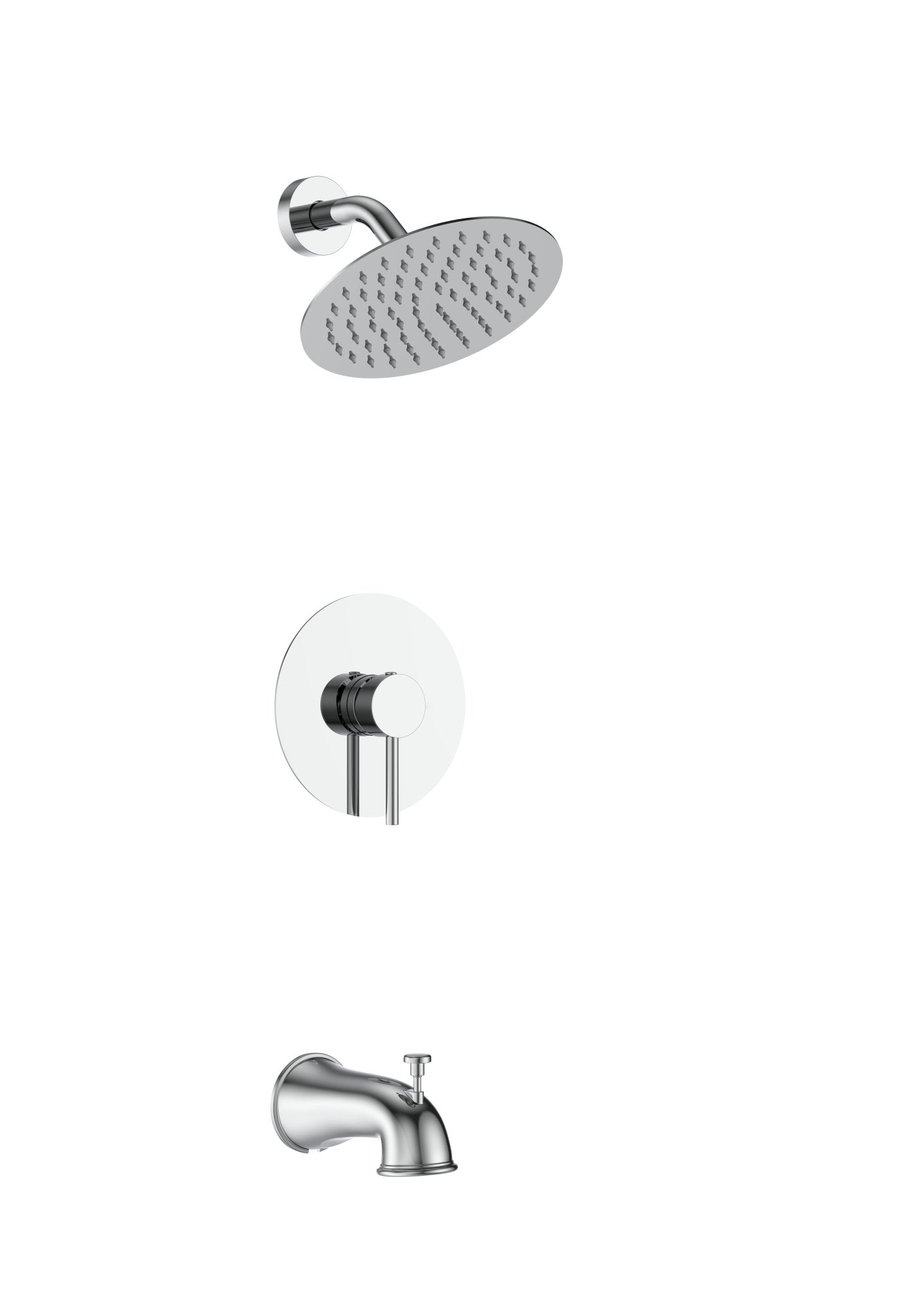8" Round Tub and Shower System (Pressure Balanced) - ShowerPolished Chrome